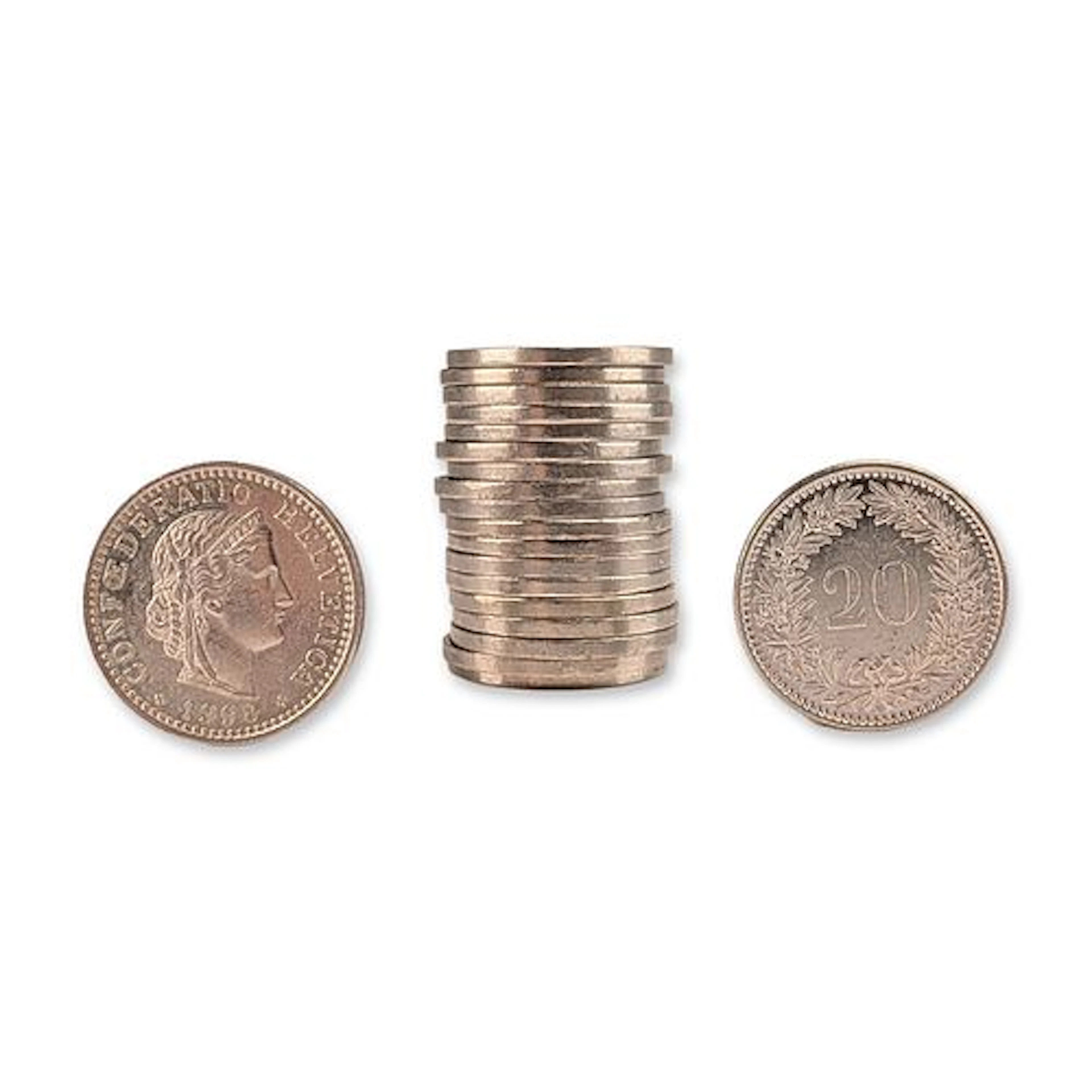 20pc Collection of 1945 - 2017 Switzerland 20 Rappen Coins