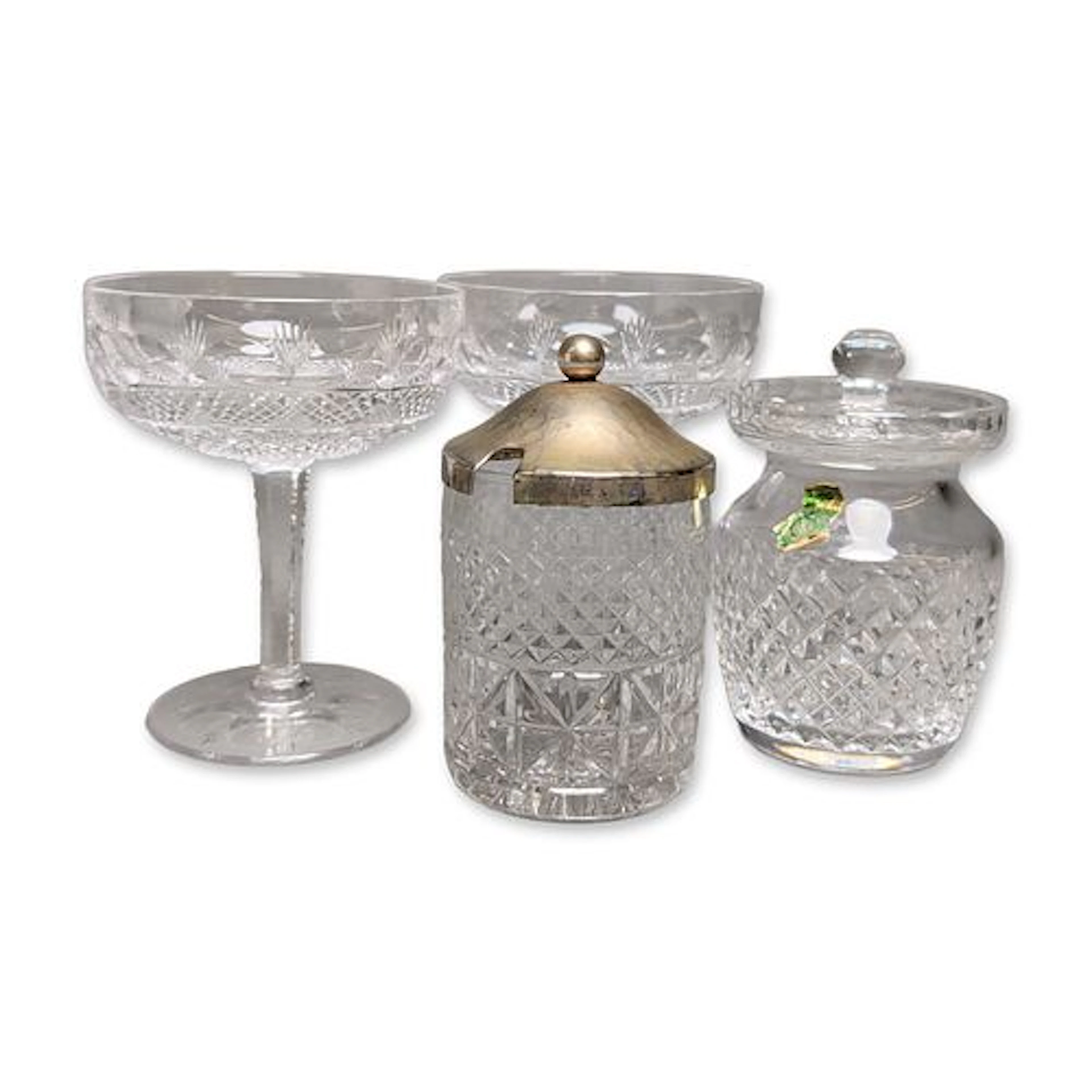 4pc of Cut Crystal and Glass Tableware Items Including Waterford