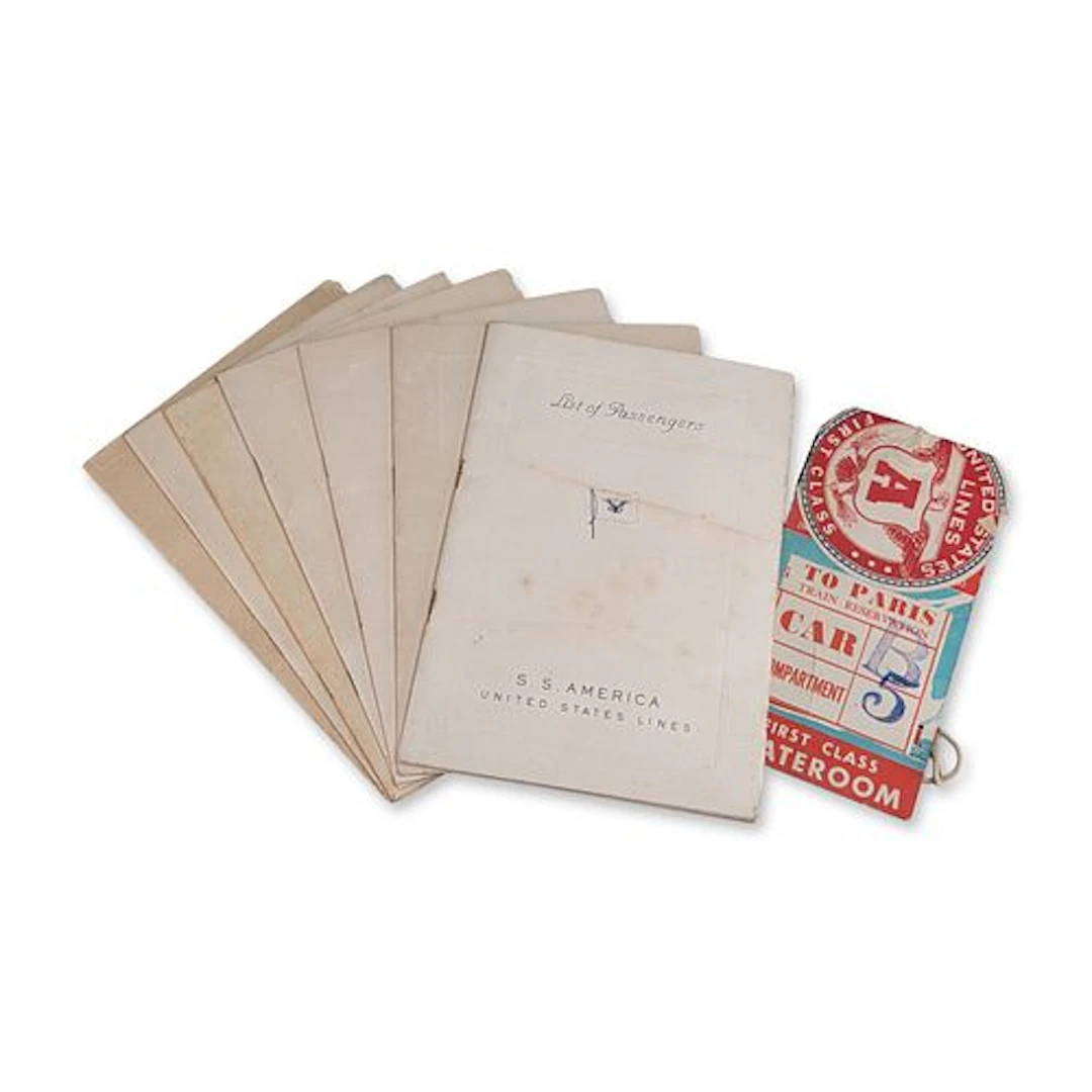 8pc United States Lines S.S. America 1940s First Class Passenger Lists