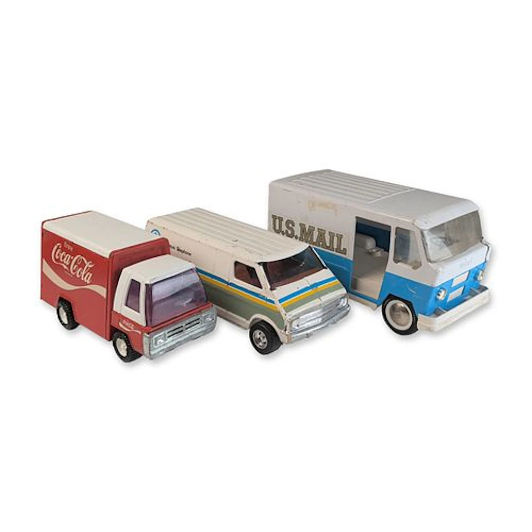 3pc Buddy L and ERTL Pressed Steel Utility Vans