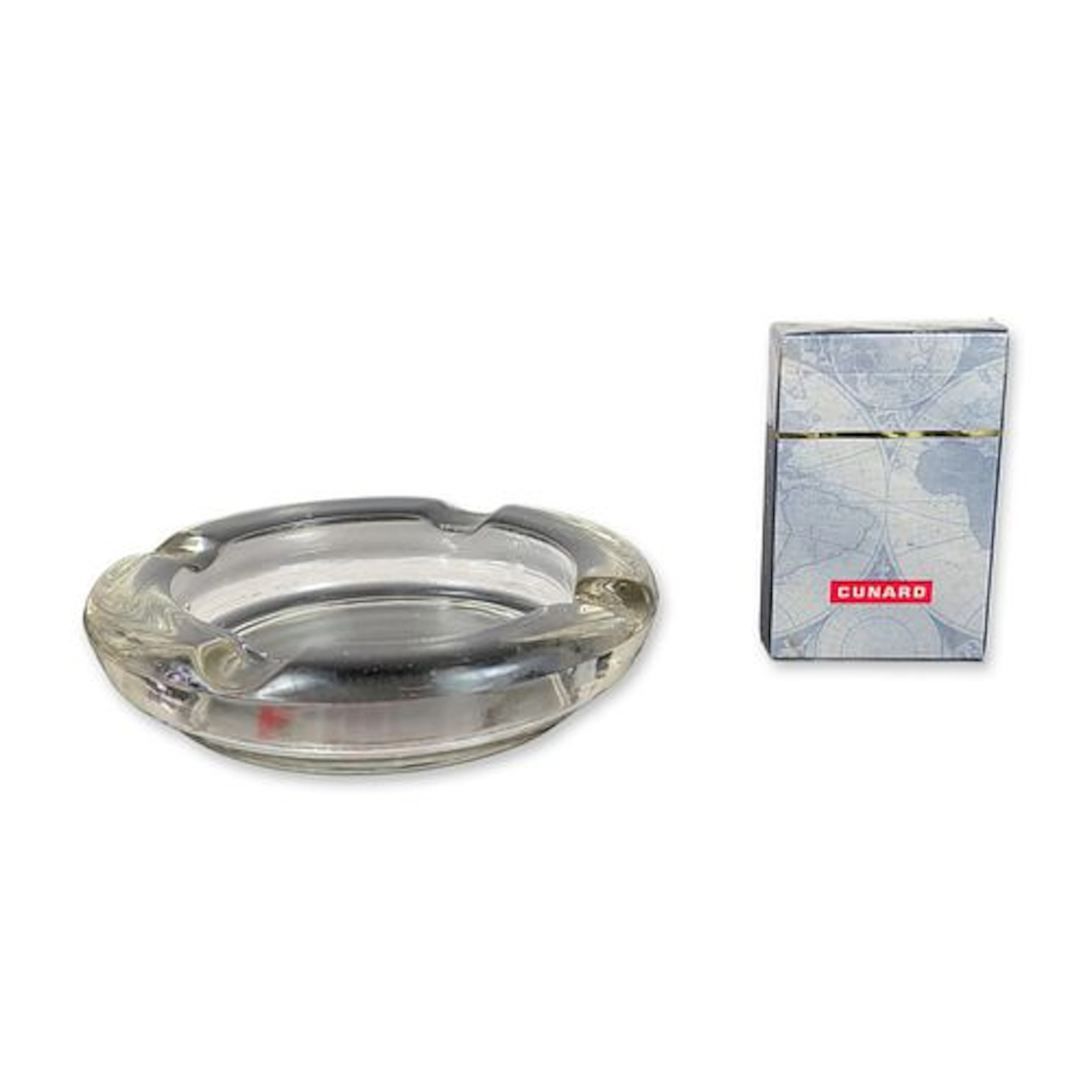 2pc Cunard Line Glass Ashtray and Playing Cards