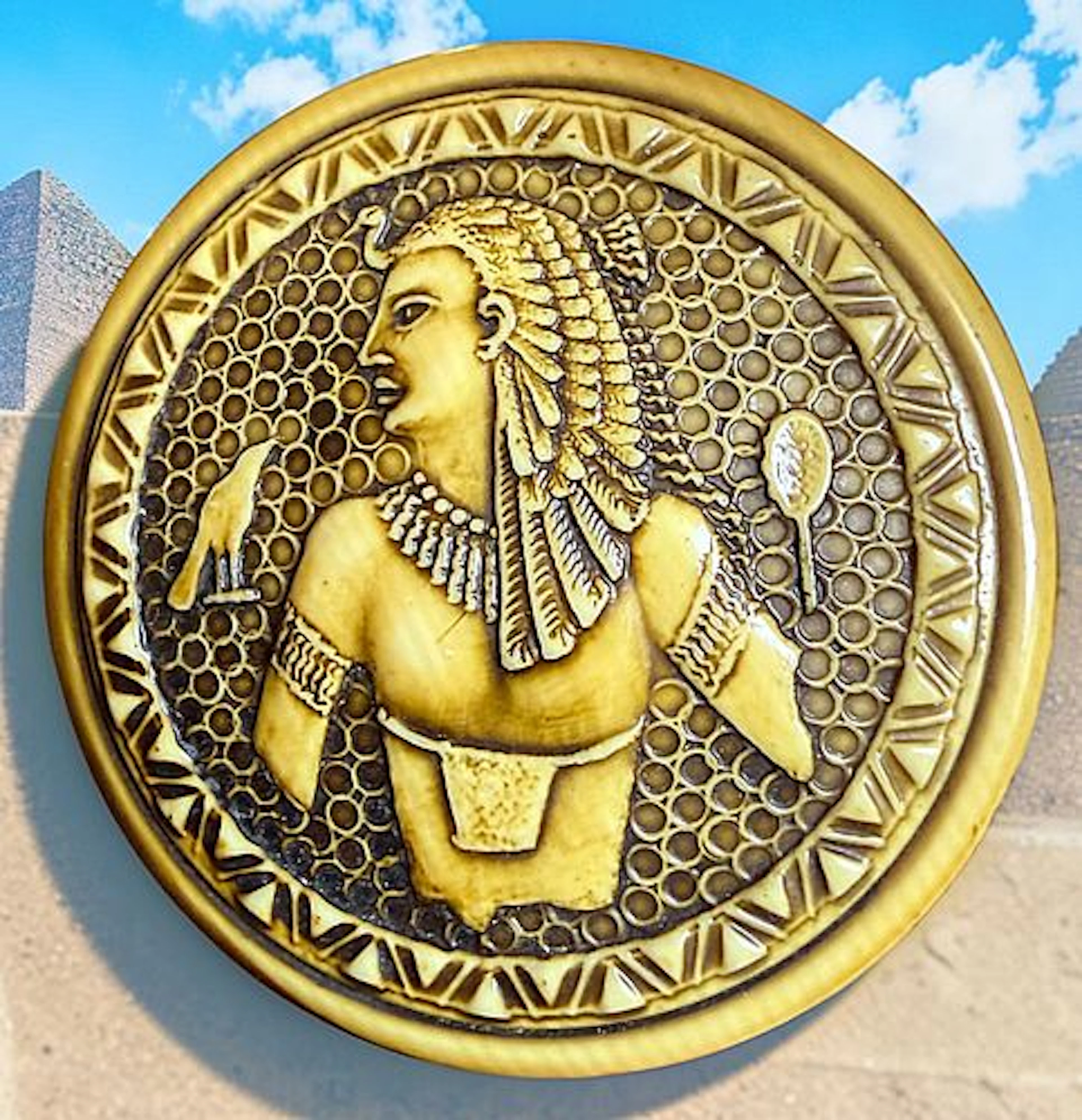 A DiVISION ONE SCARCE CELLULOID EGYPTIAN BUTTON