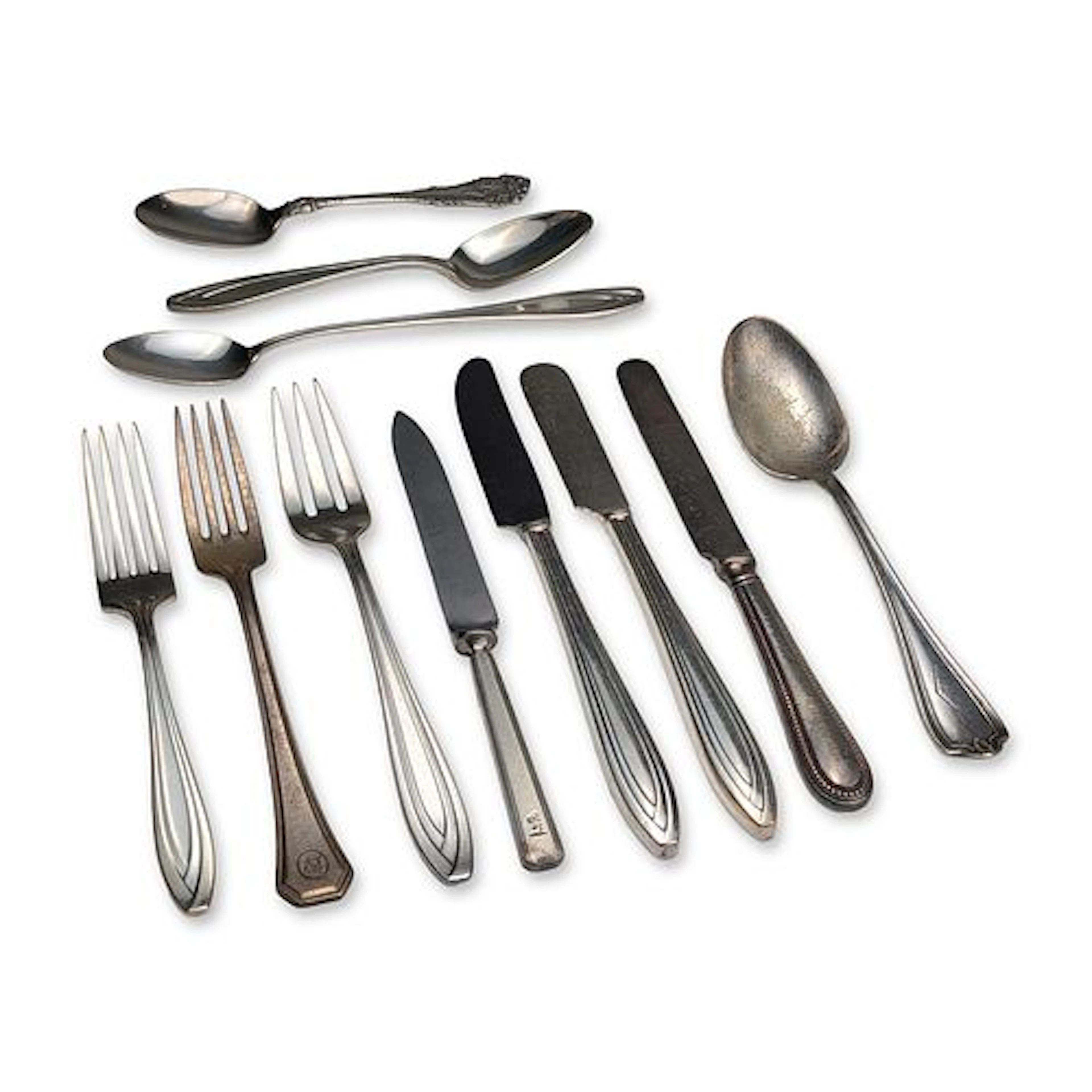 11pc Silver-Plated Art Deco Ocean Liners and Cruise Ships Flatware