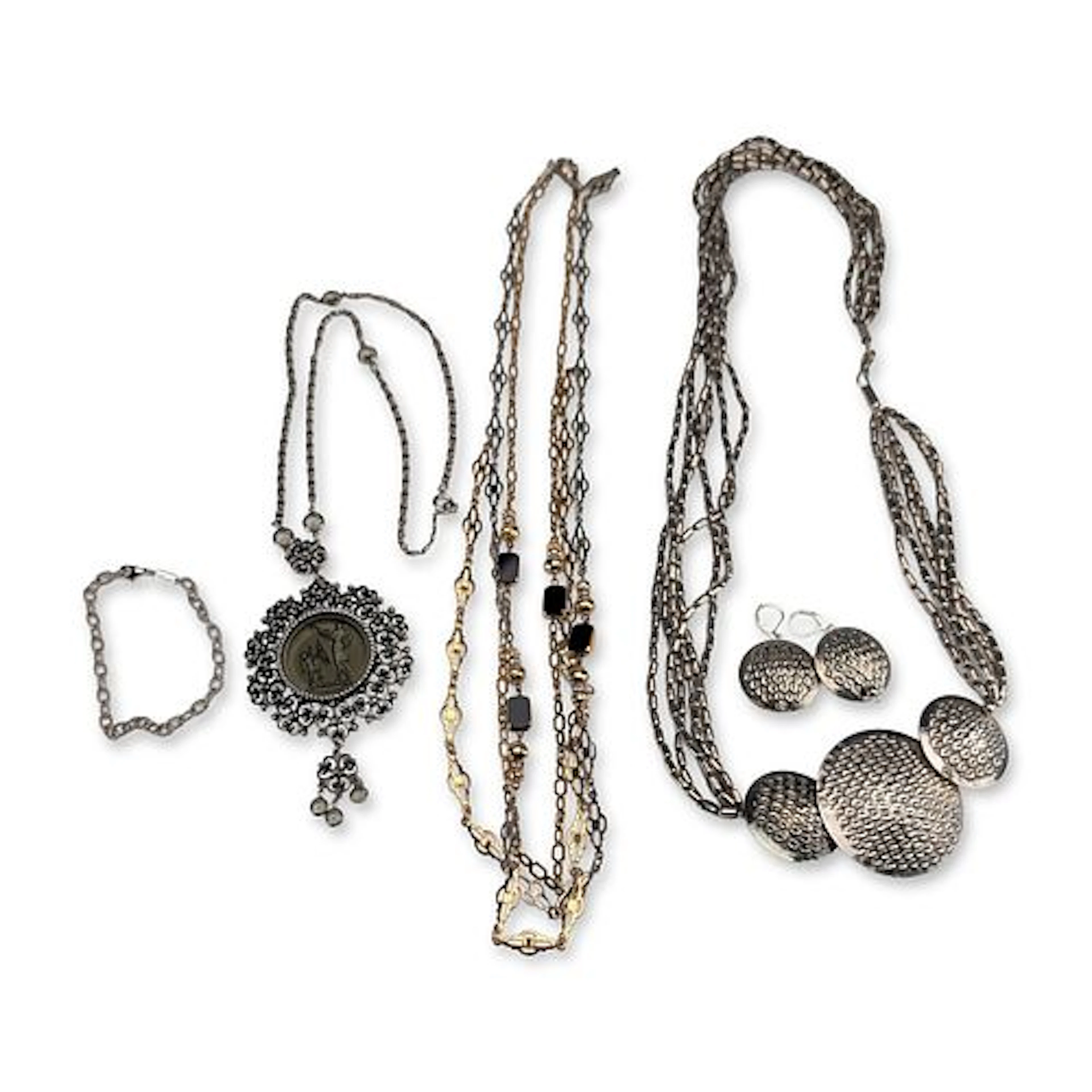 5pc Collection of Neoclassical Style Silver and Gold-Tone Jewelry