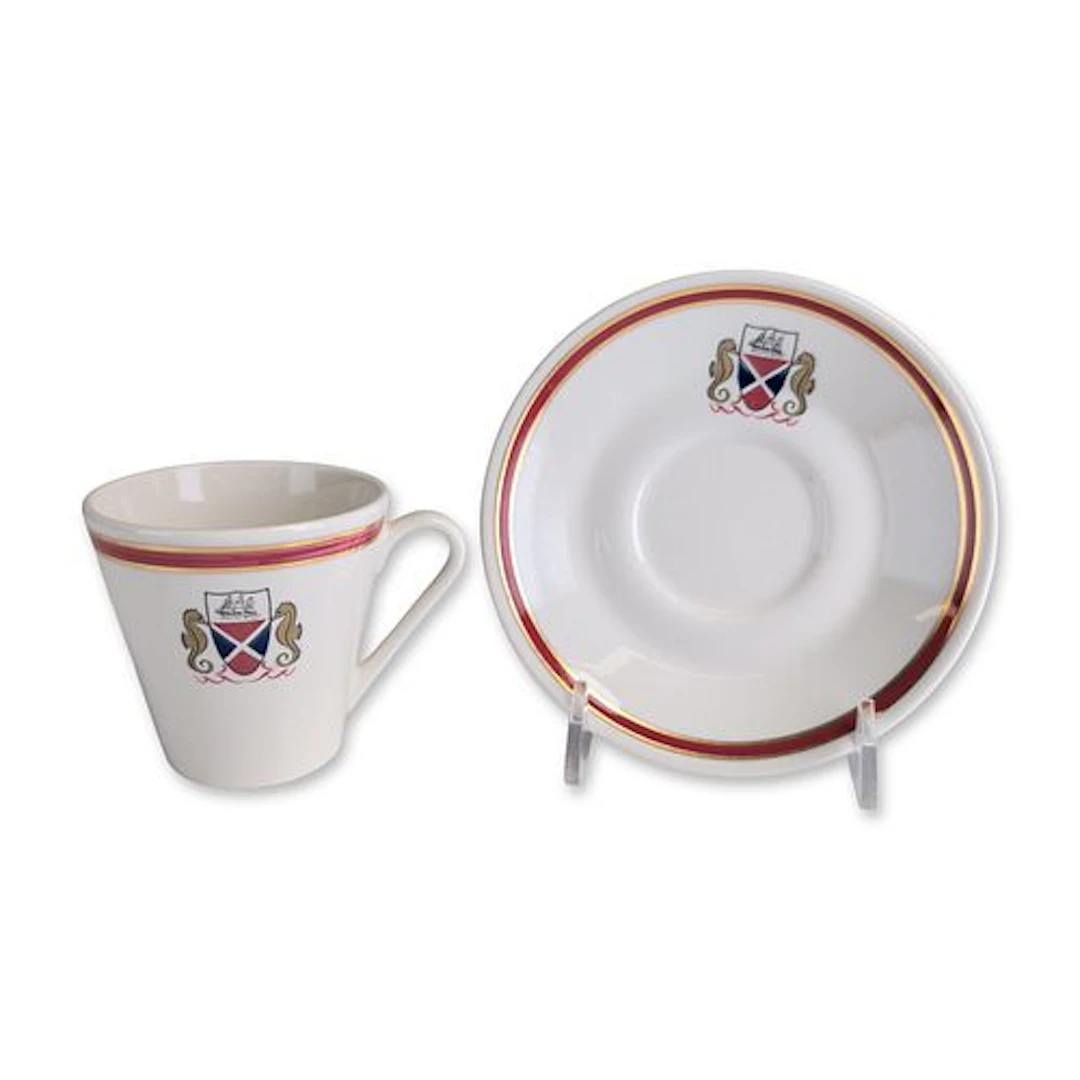 2pc Syracuse China Furness Bermuda Line Syralite Demitasse and Saucer Set