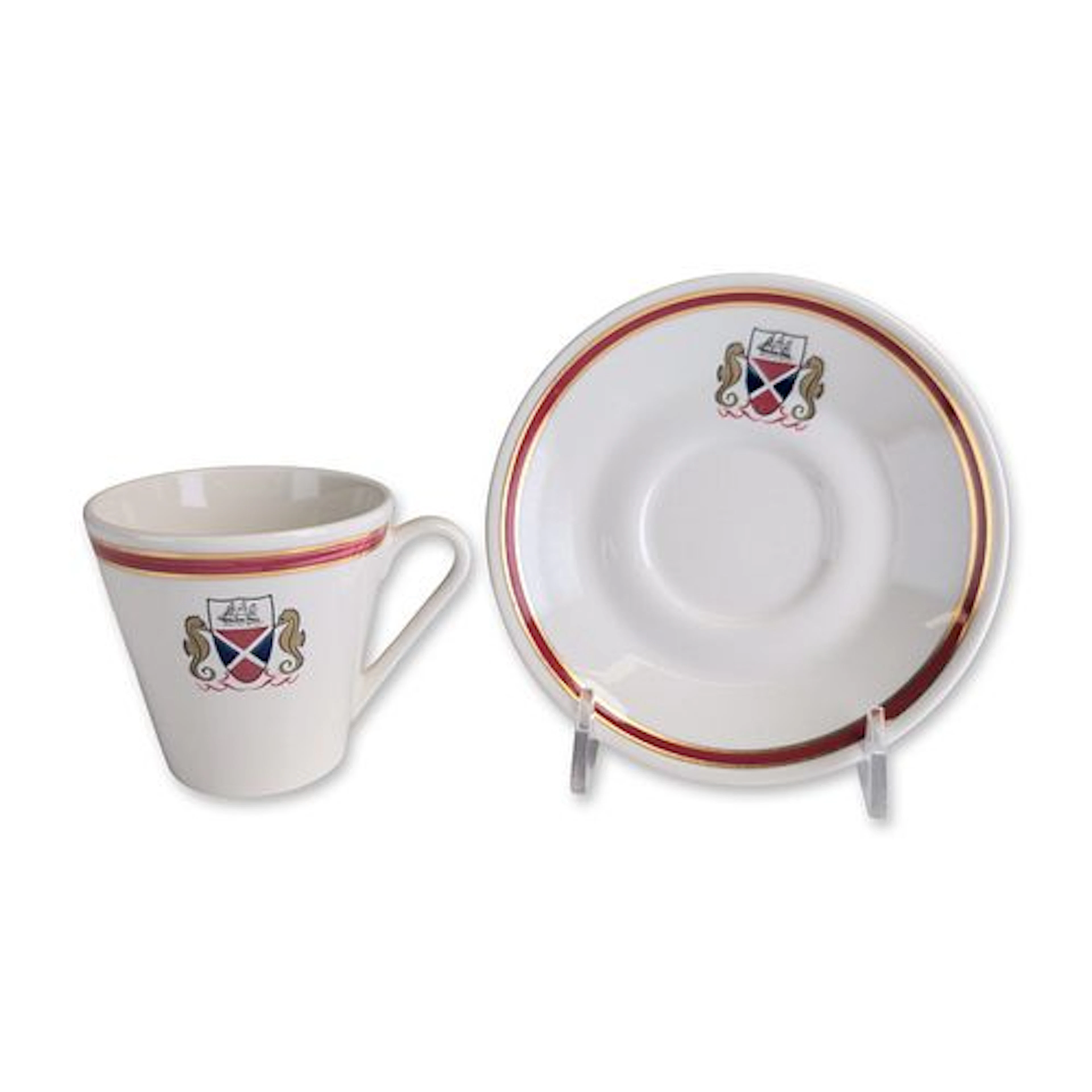 2pc Syracuse China Furness Bermuda Line Syralite Demitasse and Saucer Set