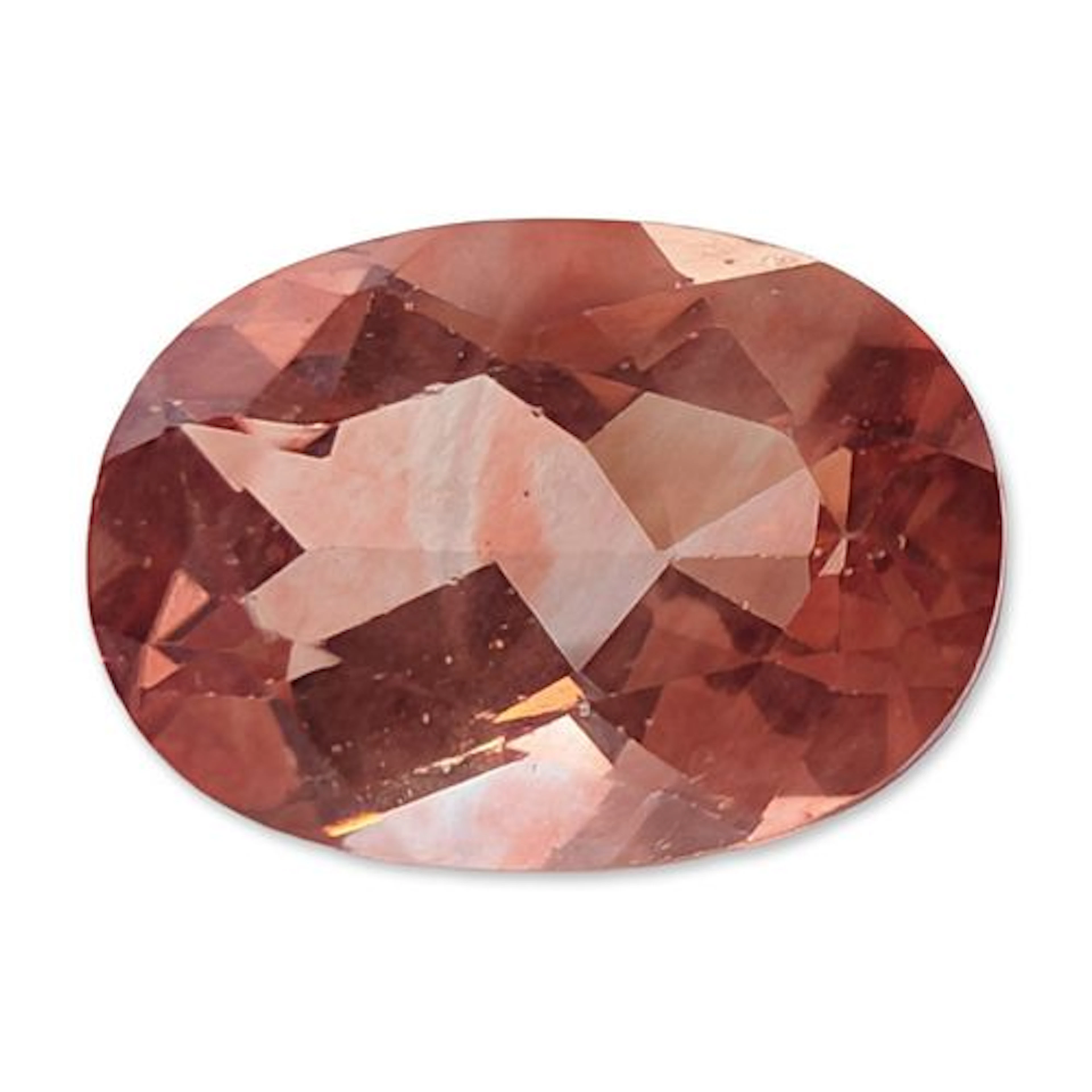 Pinkish Orange Oval Cut Faceted Stone