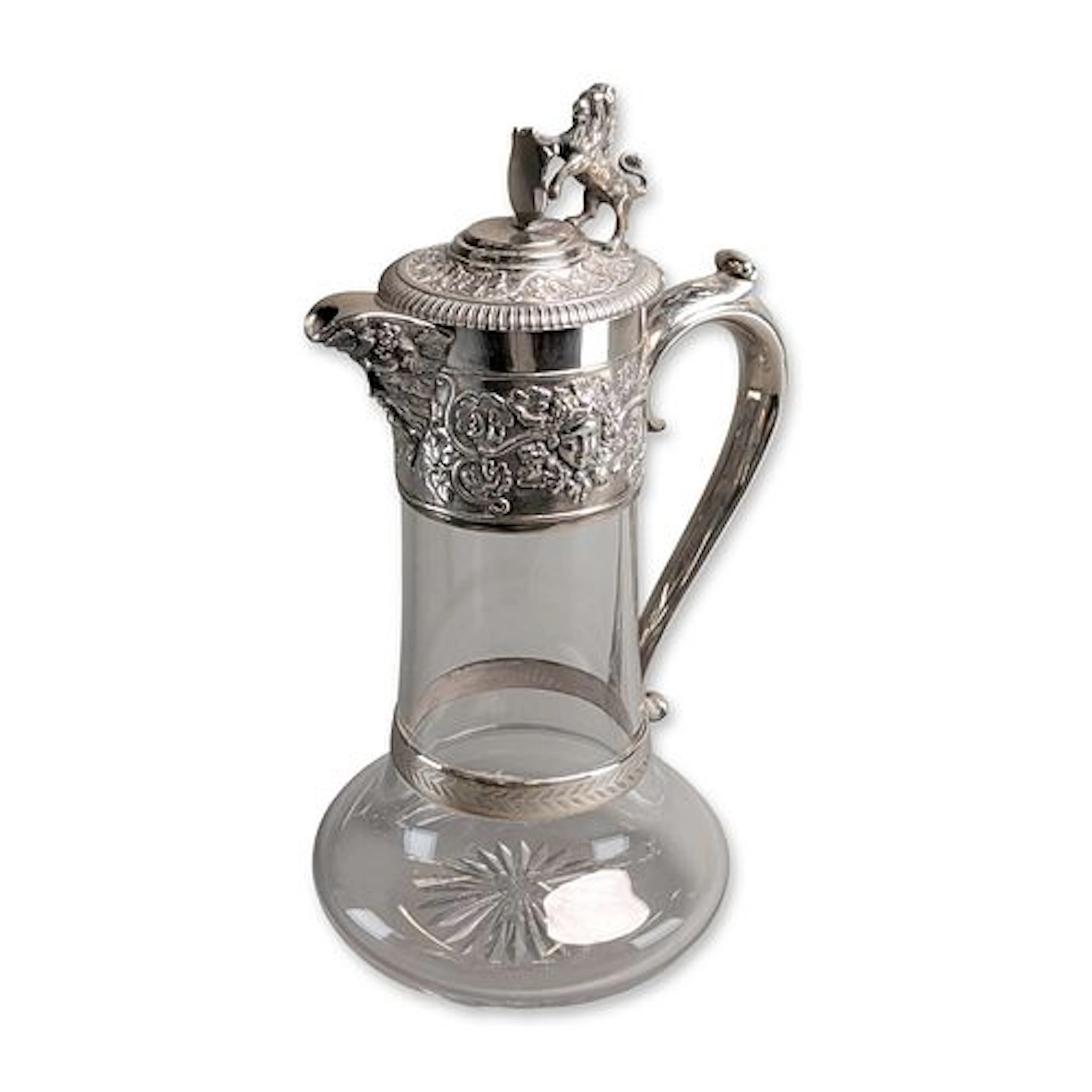 Horace Woodward & Co. Sterling Silver Mounted Glass Claret Jug