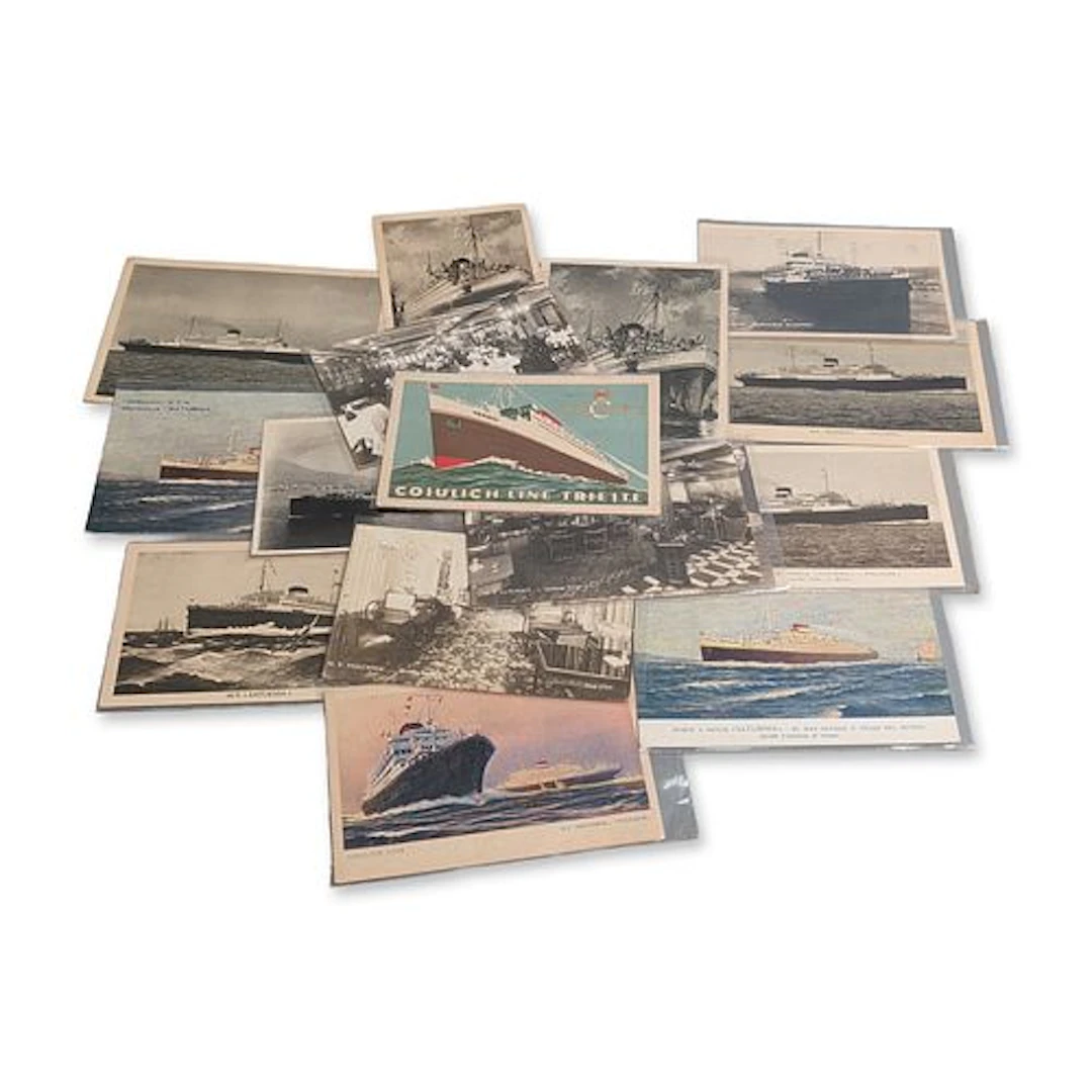16pc Collection of 1930s Cosulich Line Ocean Liner Postcards