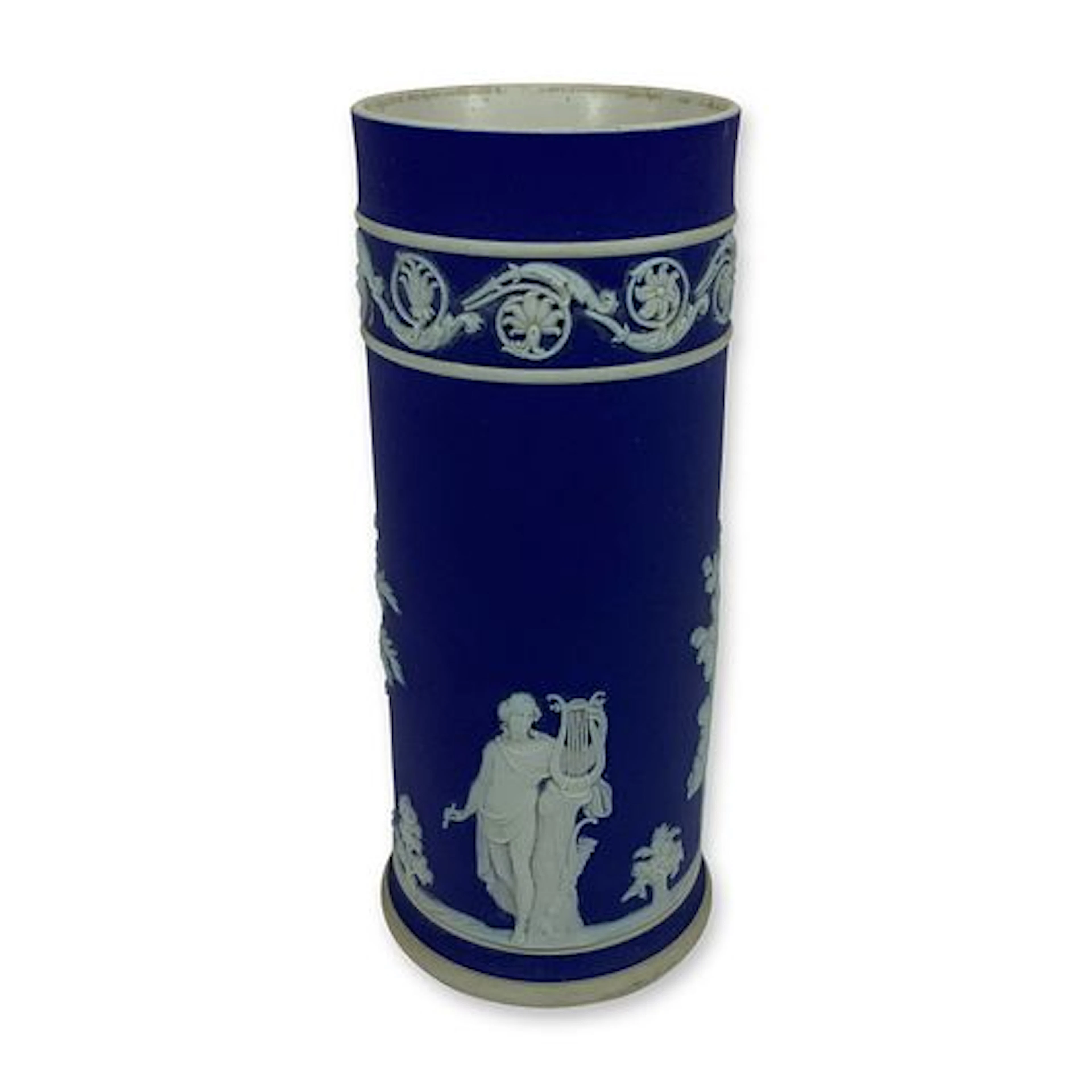 Wedgwood Cobalt Blue Dip Jasperware Arcadian Spill Vase