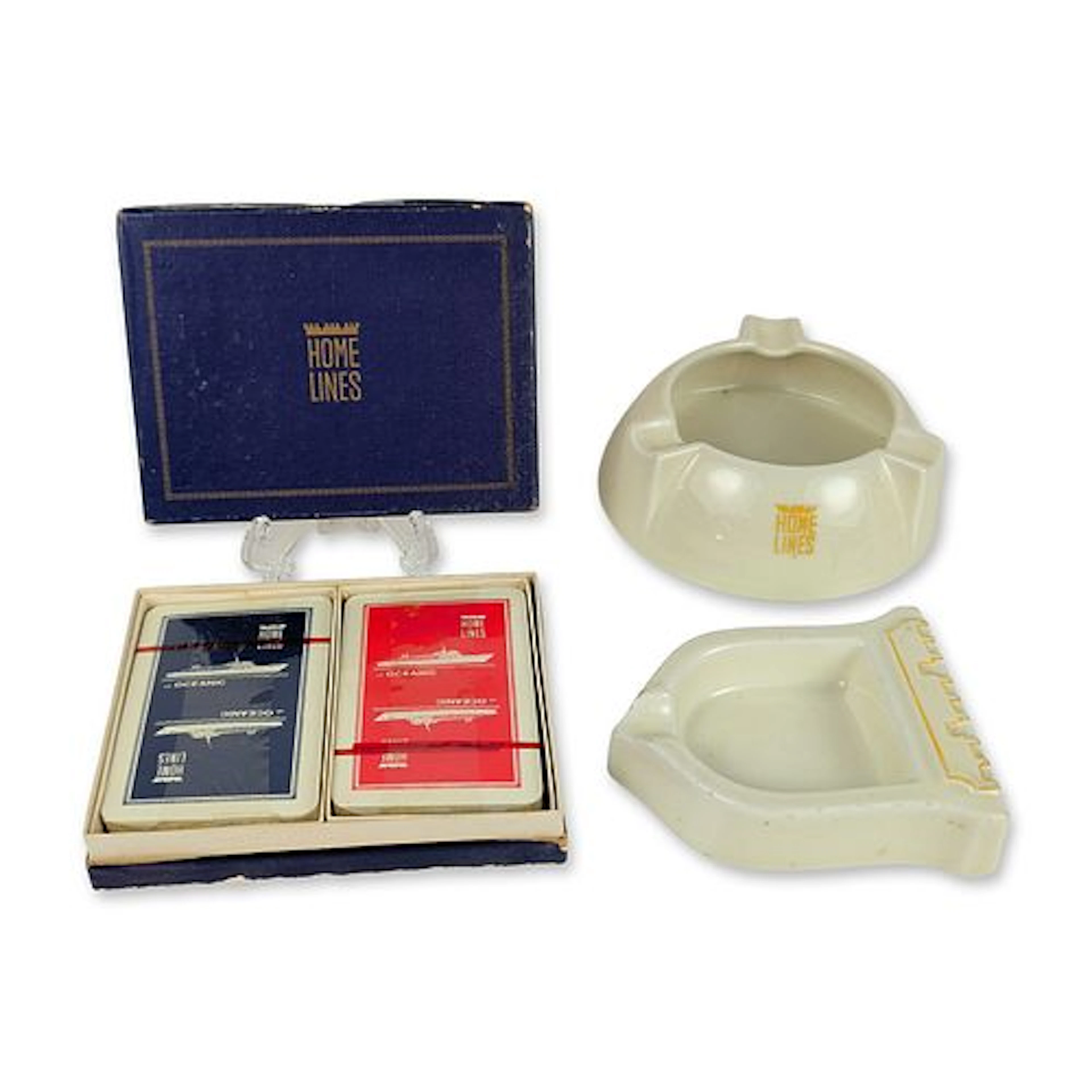 3pc Home Lines s/s Oceanic Porcelain and Card Memorabilia Group