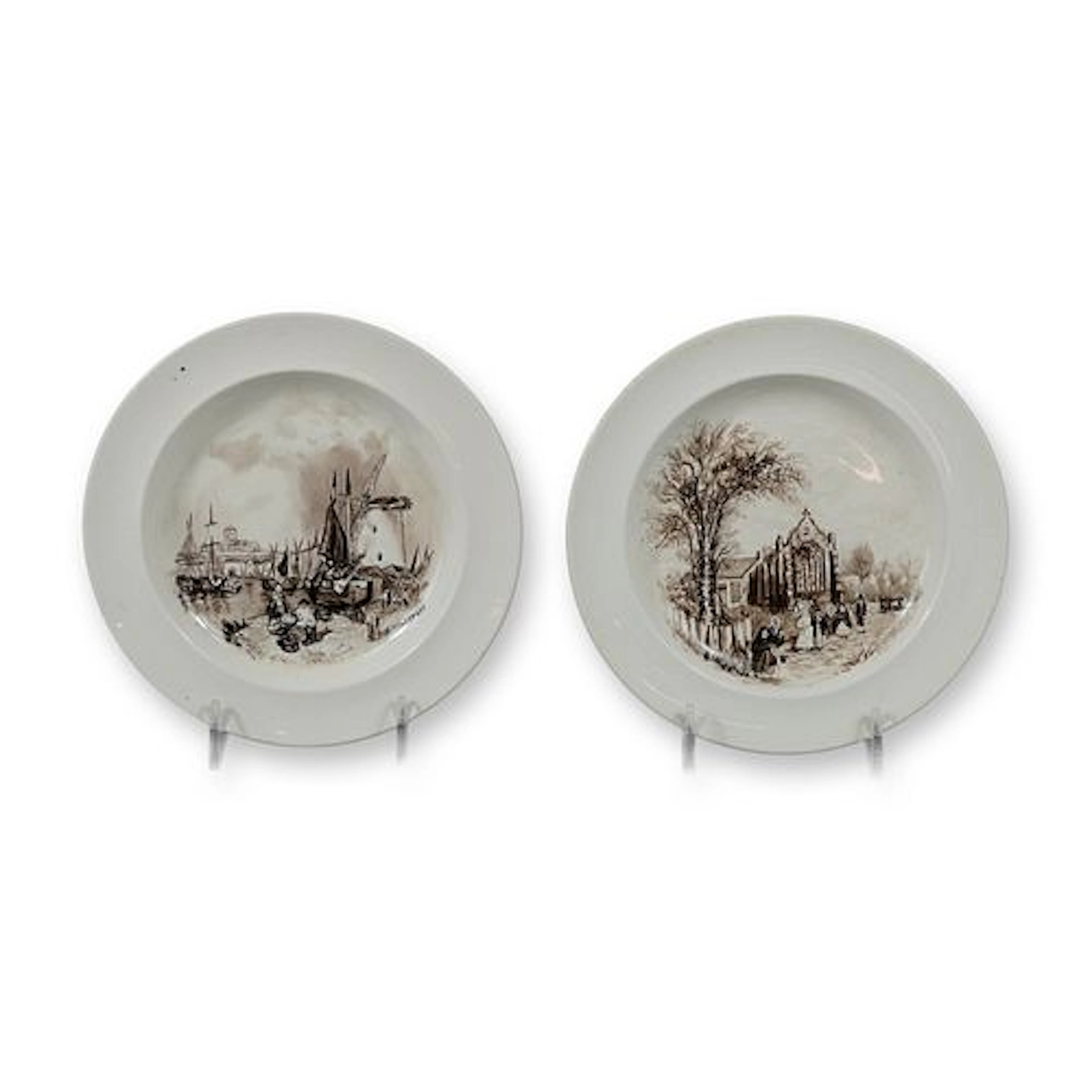 2pc Wedgwood Queensware Plates Hand-Painted and Signed by Sally Wagstaff