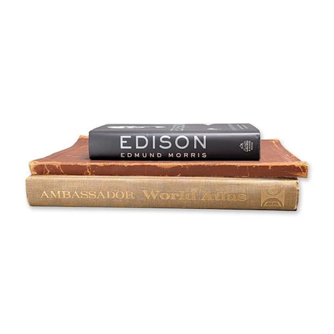 Group of Two World Atlases and Edmund Morris Edison Biography