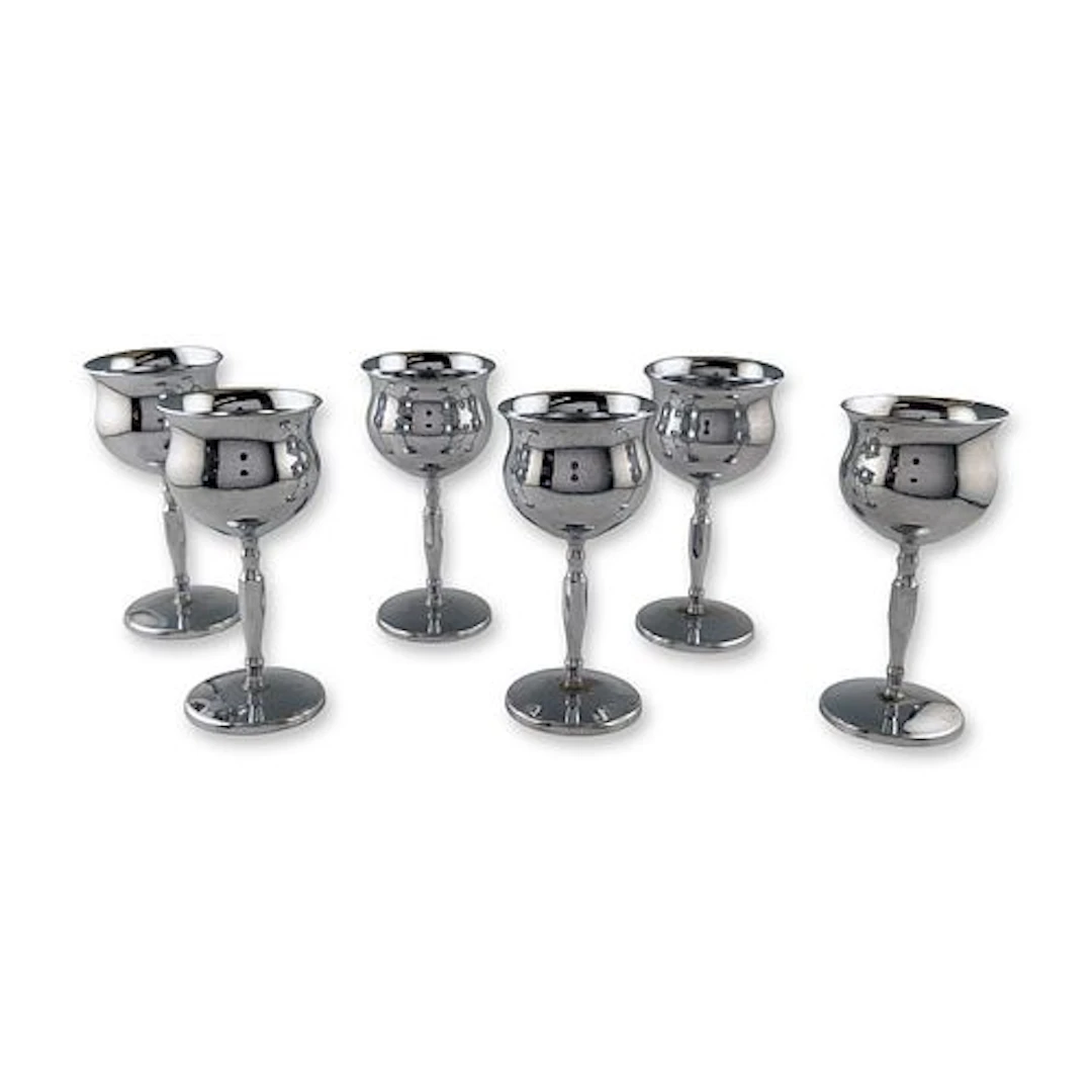 6pc Farberware Chrome Plated Cordial Goblets