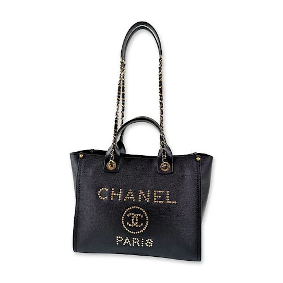 Chanel Studded Caviar Leather Deauville Tote