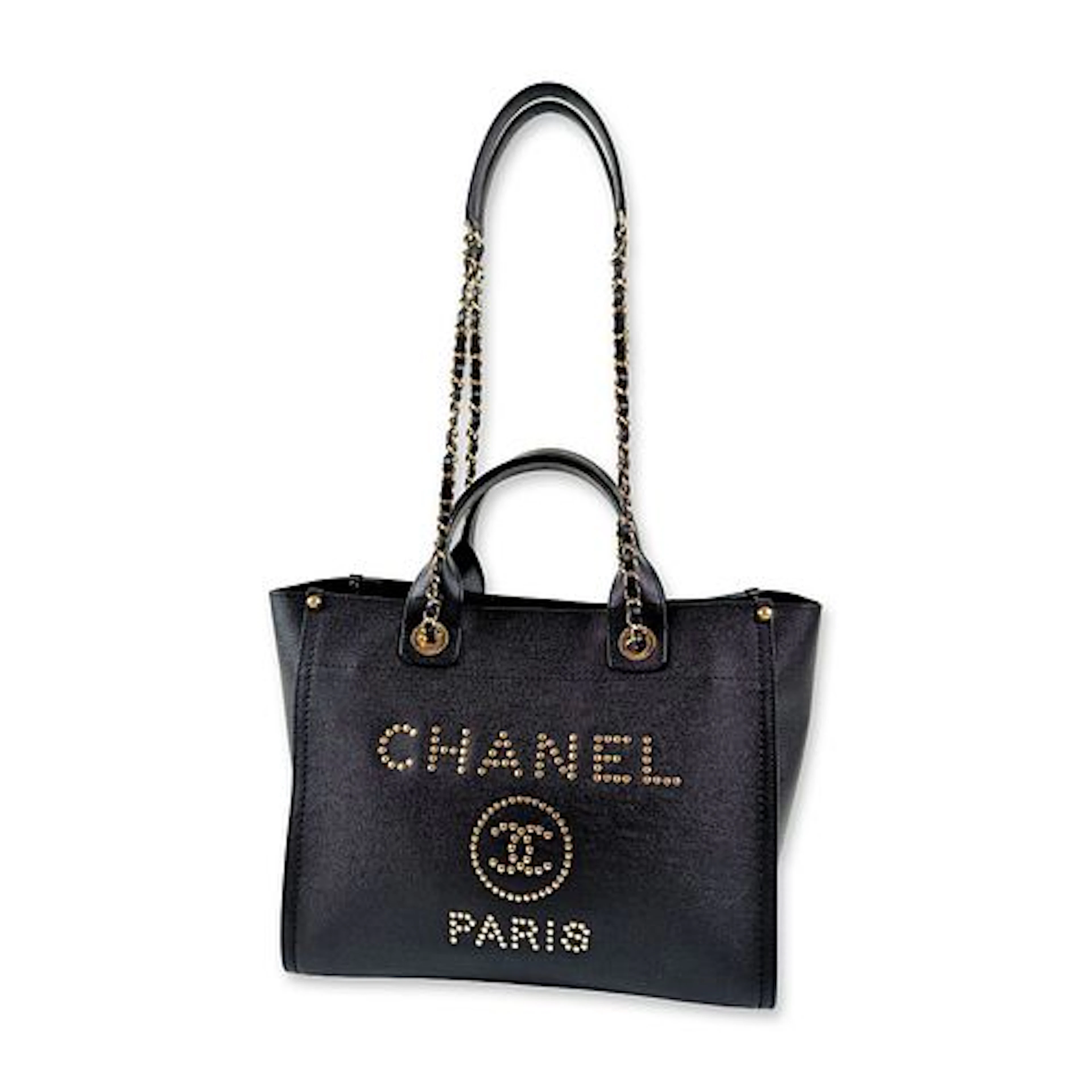 Chanel Studded Caviar Leather Deauville Tote