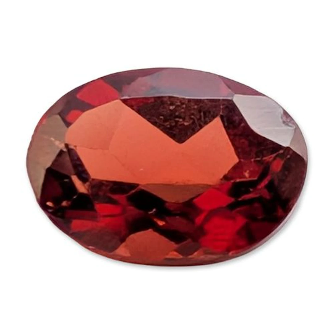 Oval Faceted Deep Red Gemstone