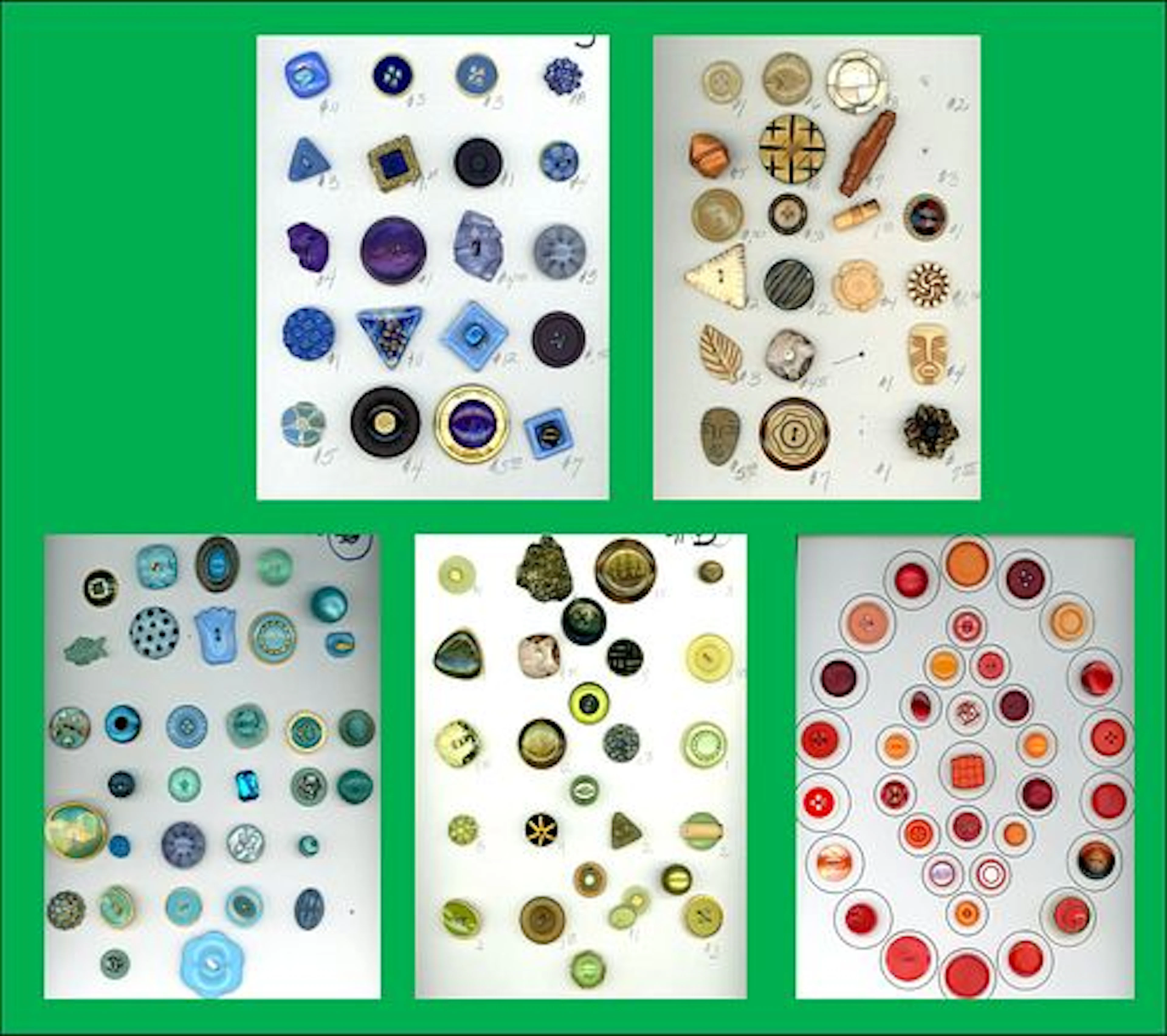 A BOX LOT INCLUDING AN ASSORTMENT OF CARDED BUTTONS