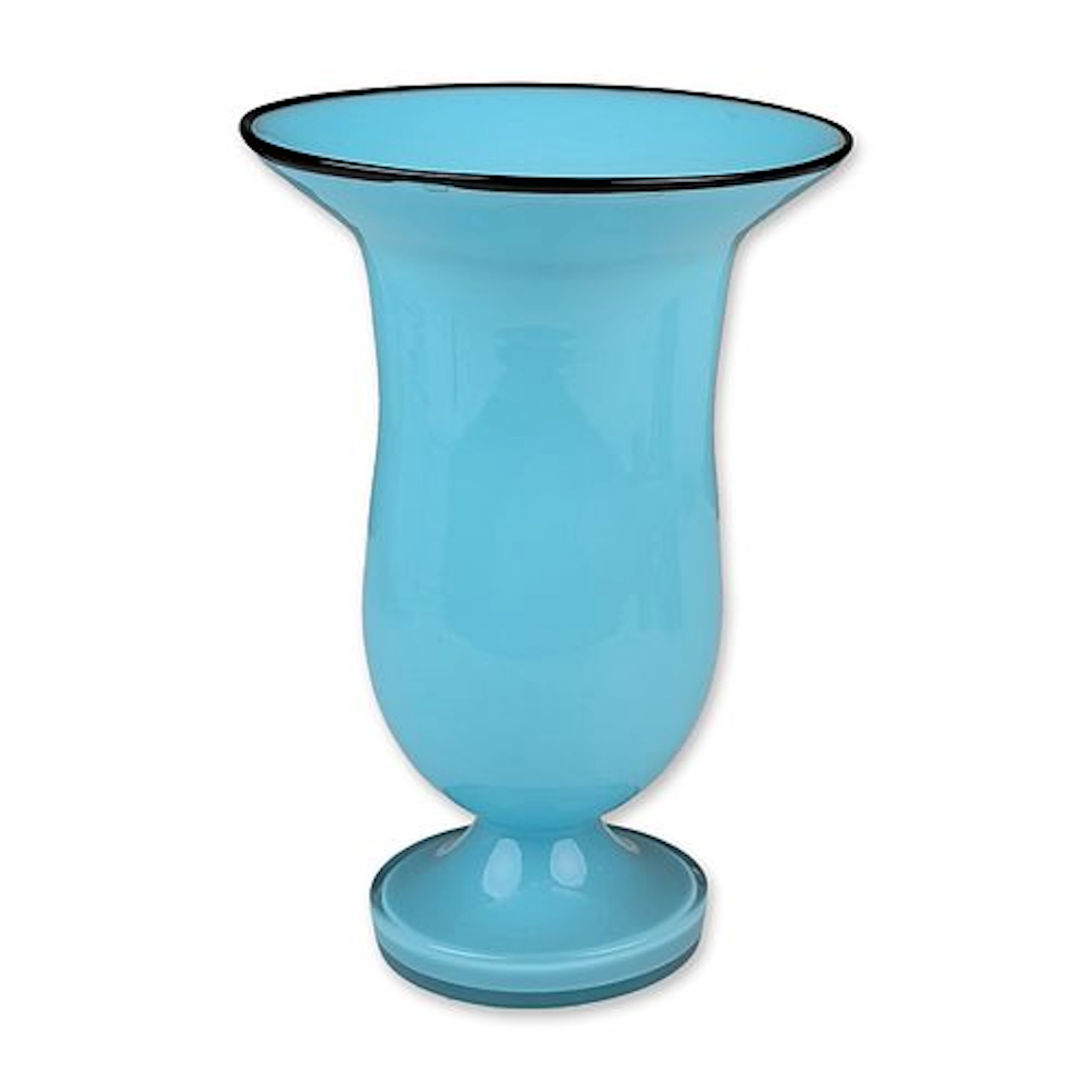 Mid-Century Modern Turquoise Cased Glass Trumpet Vase