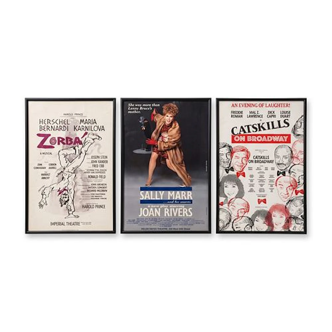 3pc Framed Broadway Theatrical Window Cards