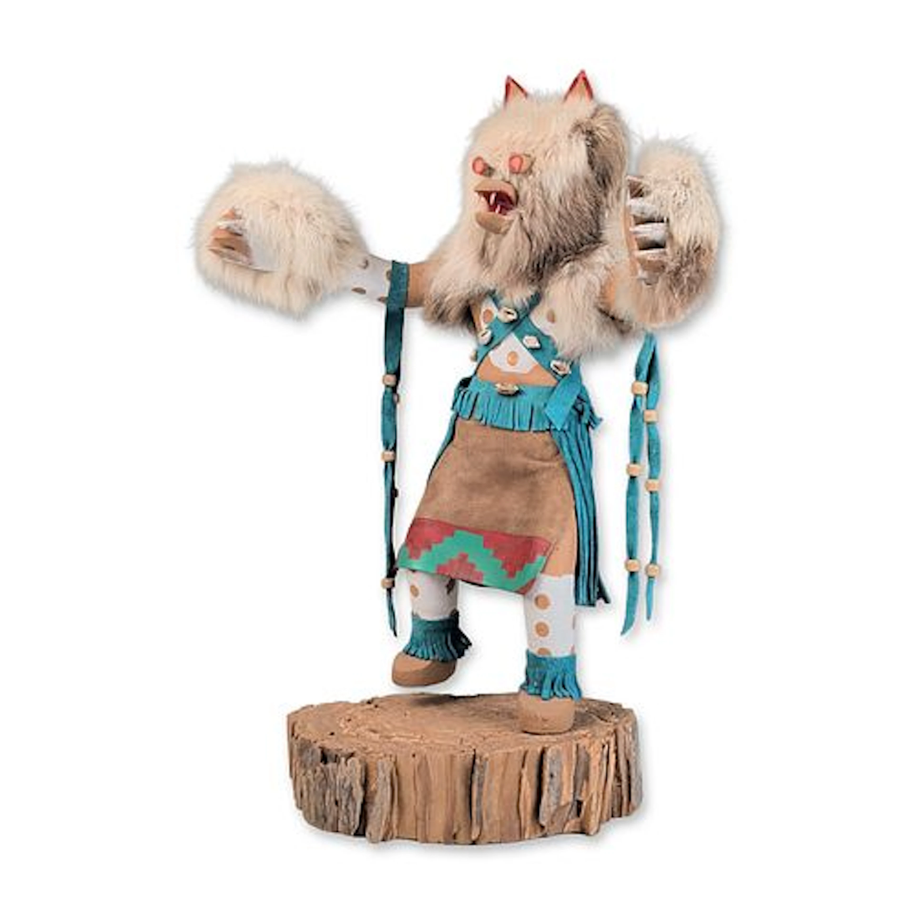 R. Mariano Navajo Carved Wood Grizzly Bear Kachina Figurine