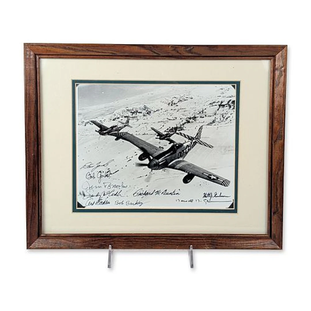 World War II P-51 Mustang Fighter Aces Multi-Signed Silver Gelatin Print