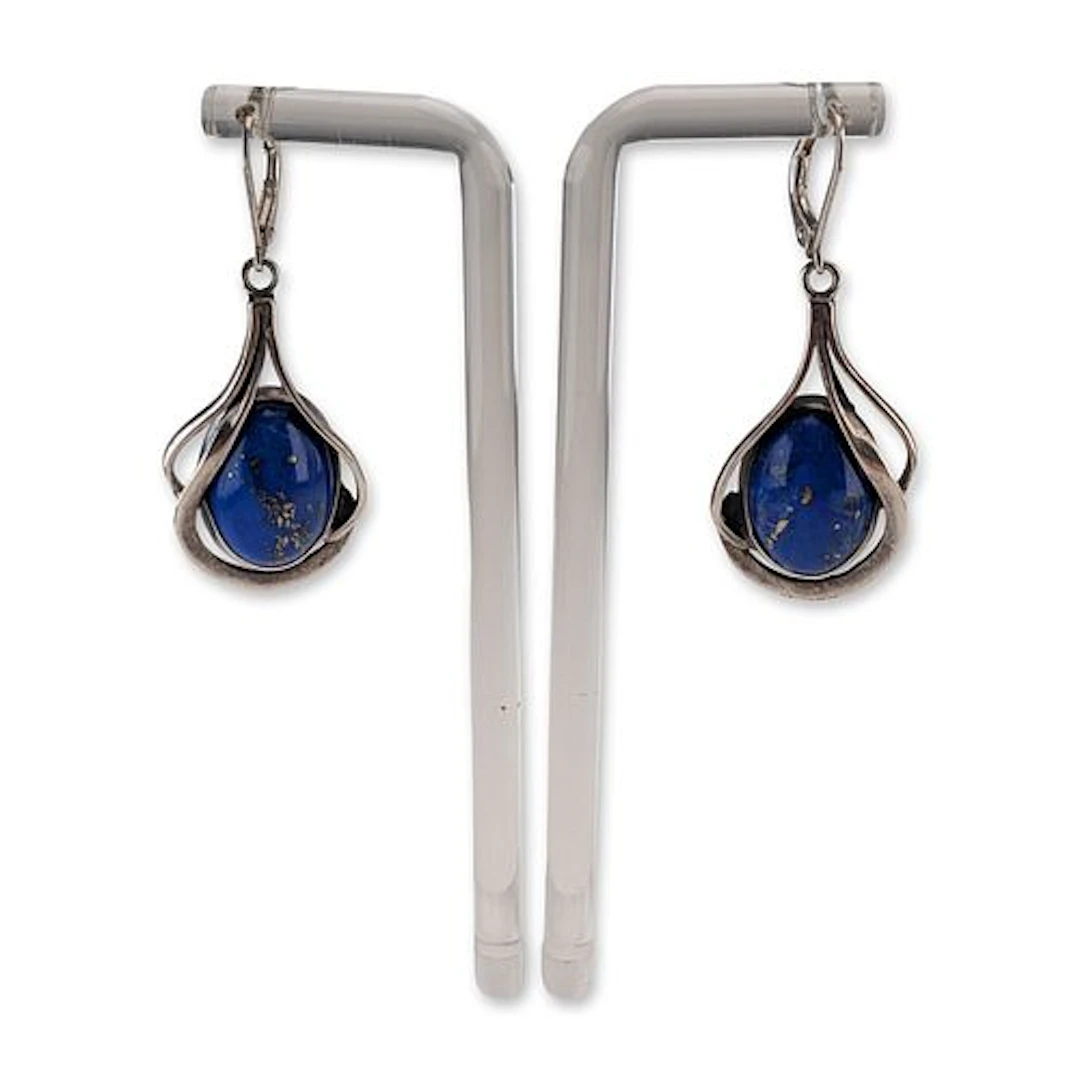 Sterling Silver and Lapis Lazuli Drop Earrings