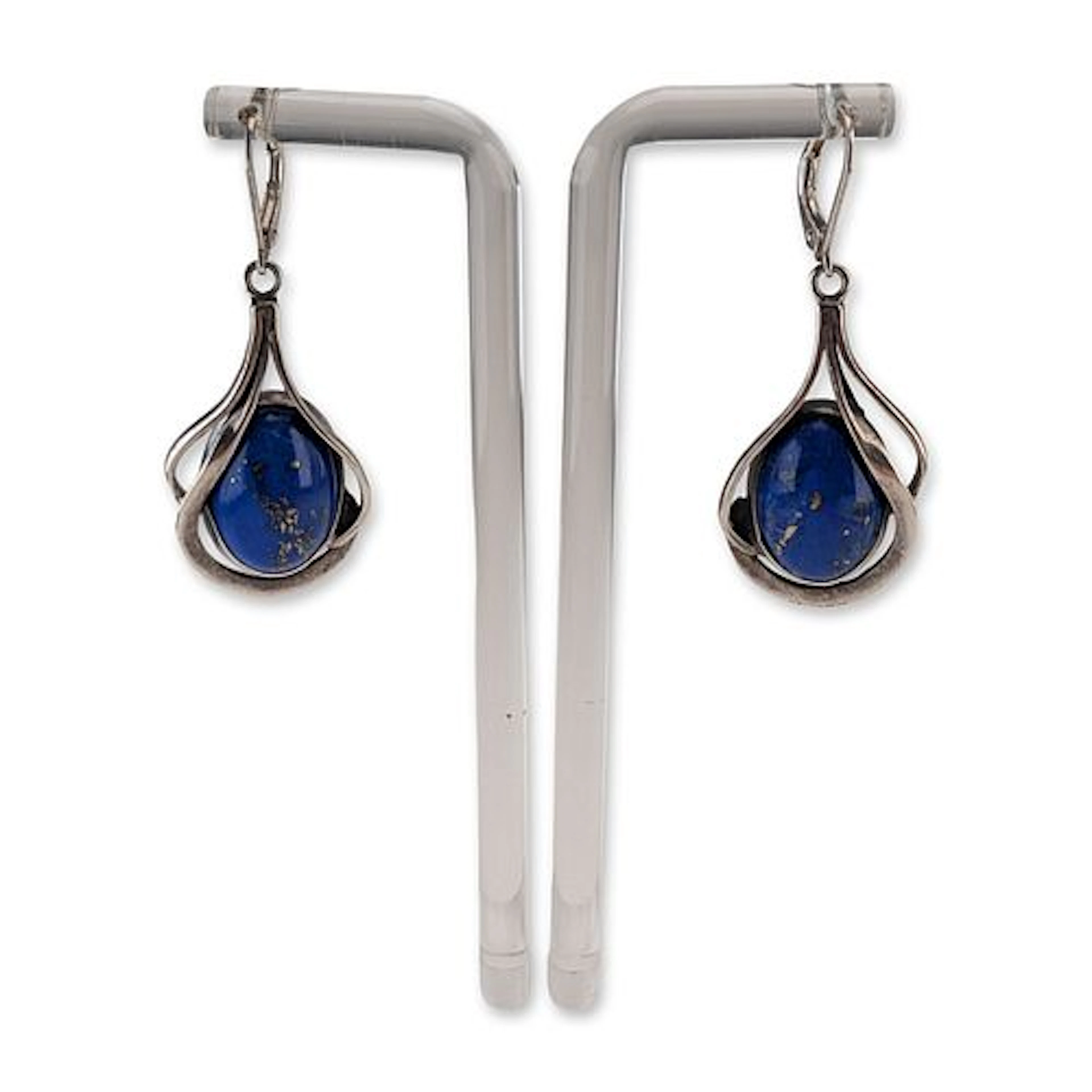 Sterling Silver and Lapis Lazuli Drop Earrings