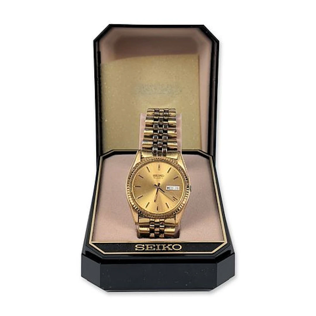 Seiko Gold-Tone Quartz Day-Date Wristwatch