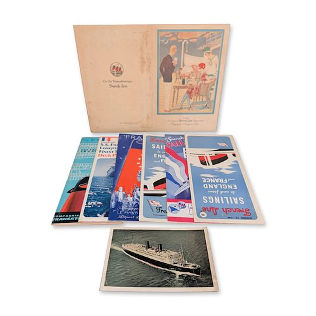 8pc French Line SS France and SS Cuba Ephemera