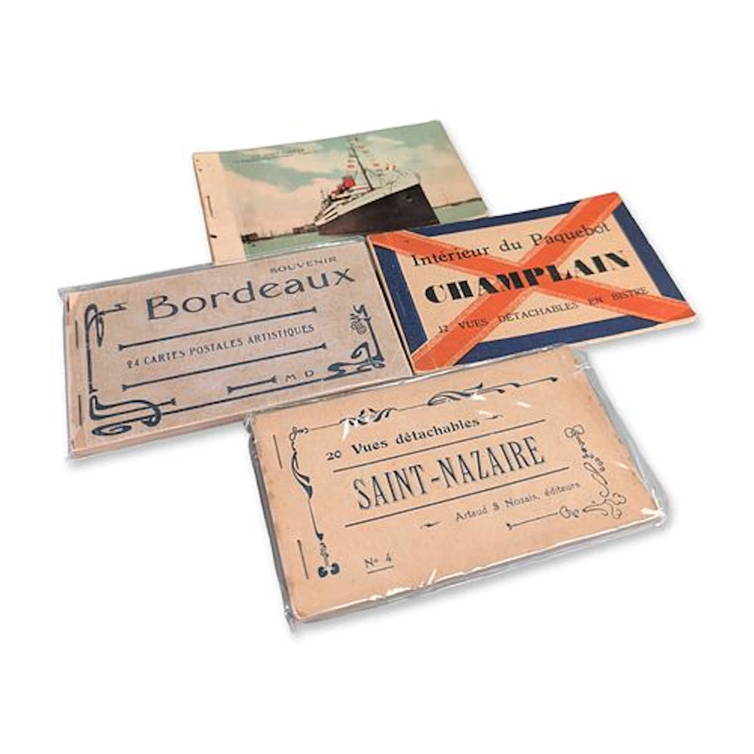4pc French Ships and Port Cities Souvenir Postcard Booklets