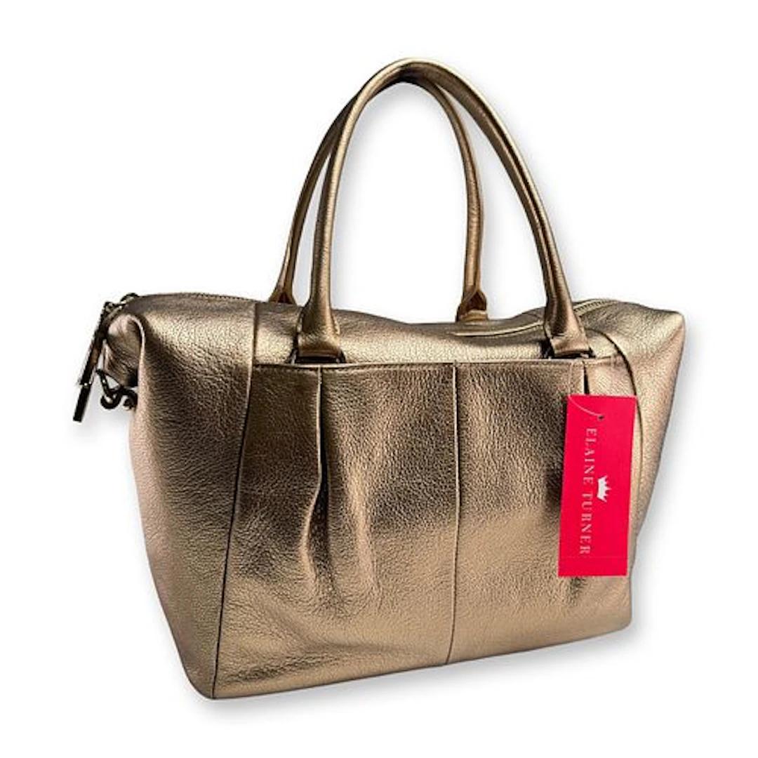 Elaine Turner Metallic Pebbled Leather Satchel