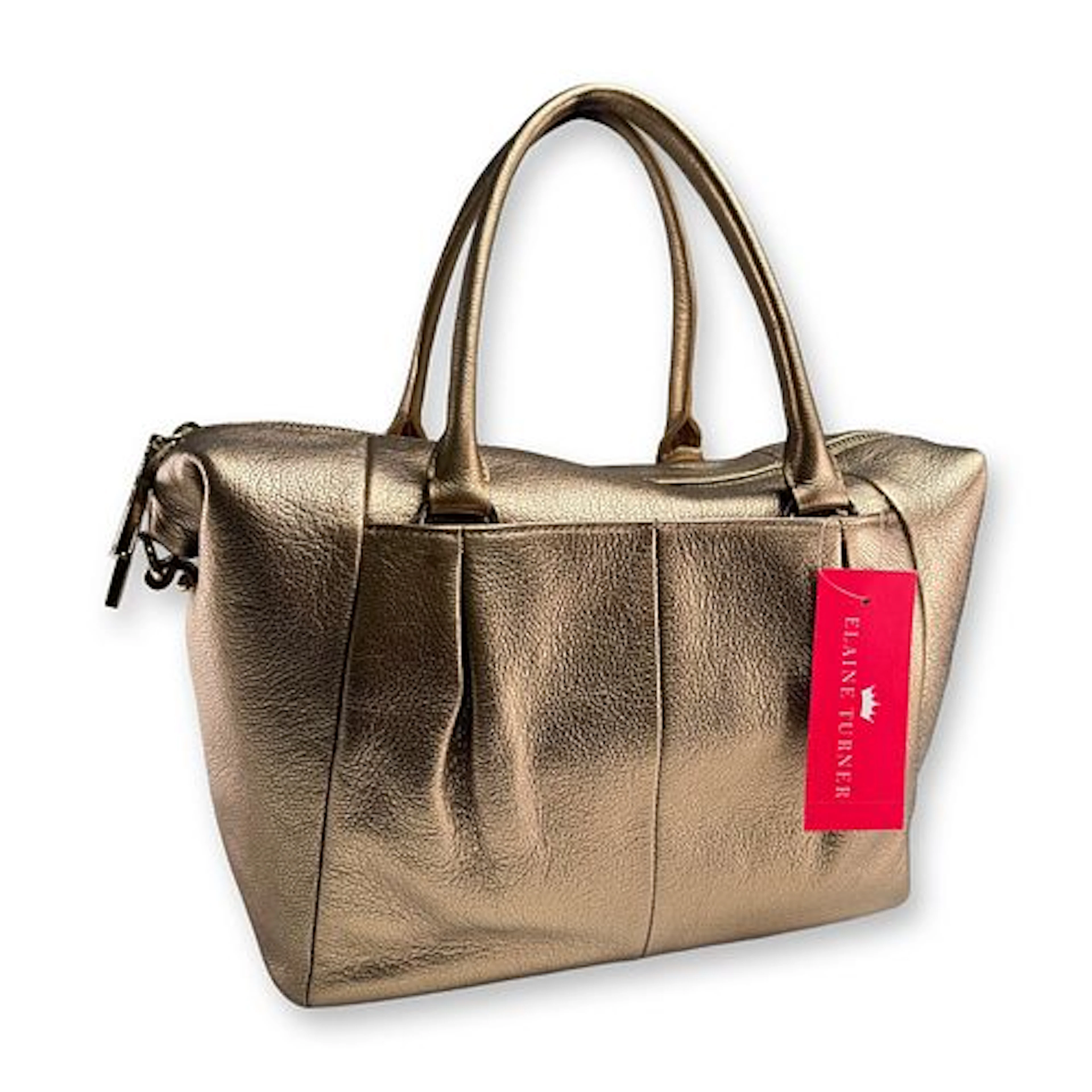 Elaine Turner Metallic Pebbled Leather Satchel