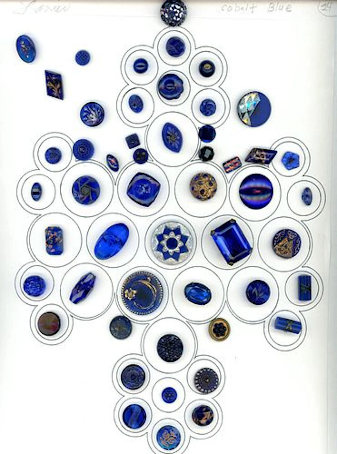 A CARD OF DIVISION ONE SPECIAIZED GLASS BUTTONS