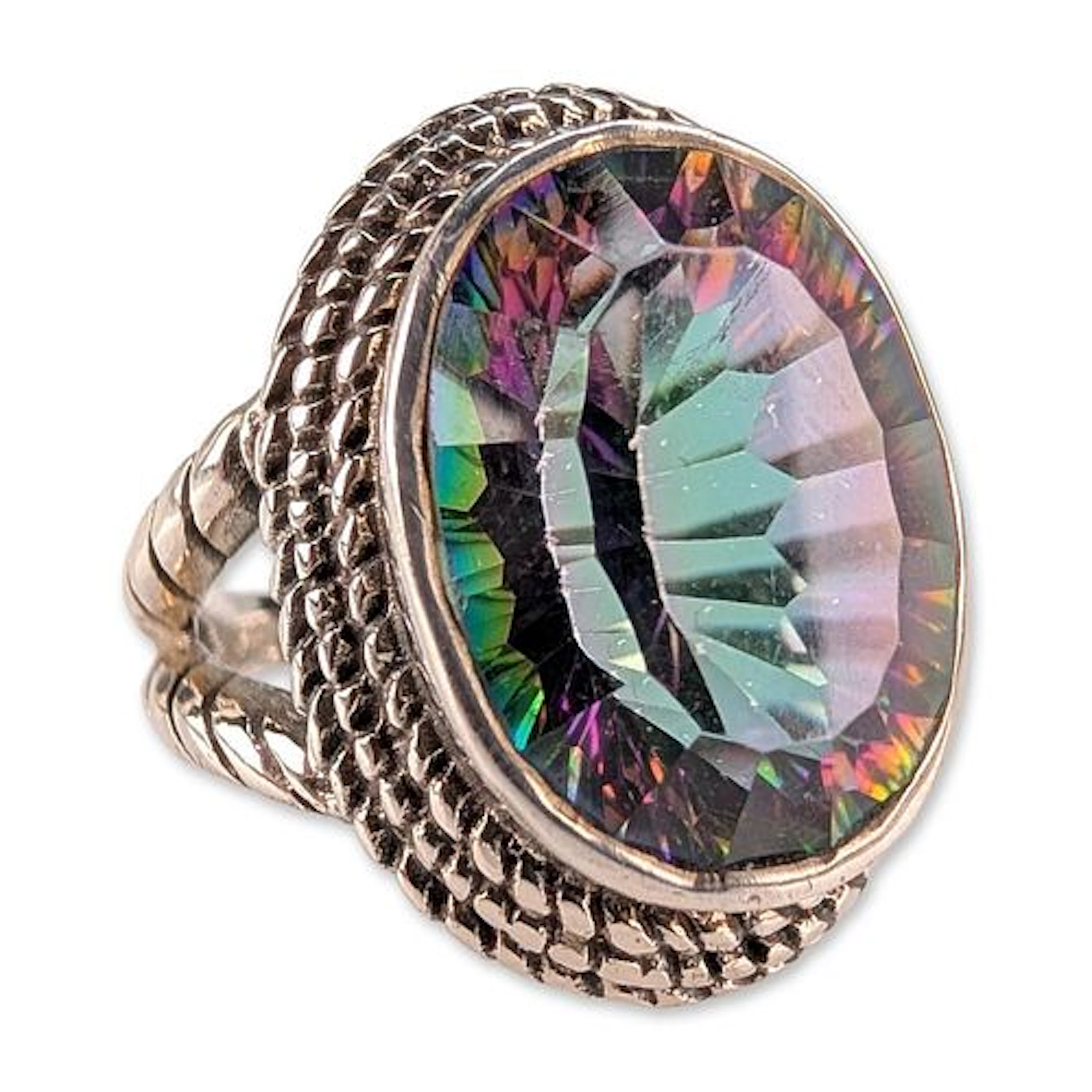 Indian Sterling Silver Mystic Topaz Ring