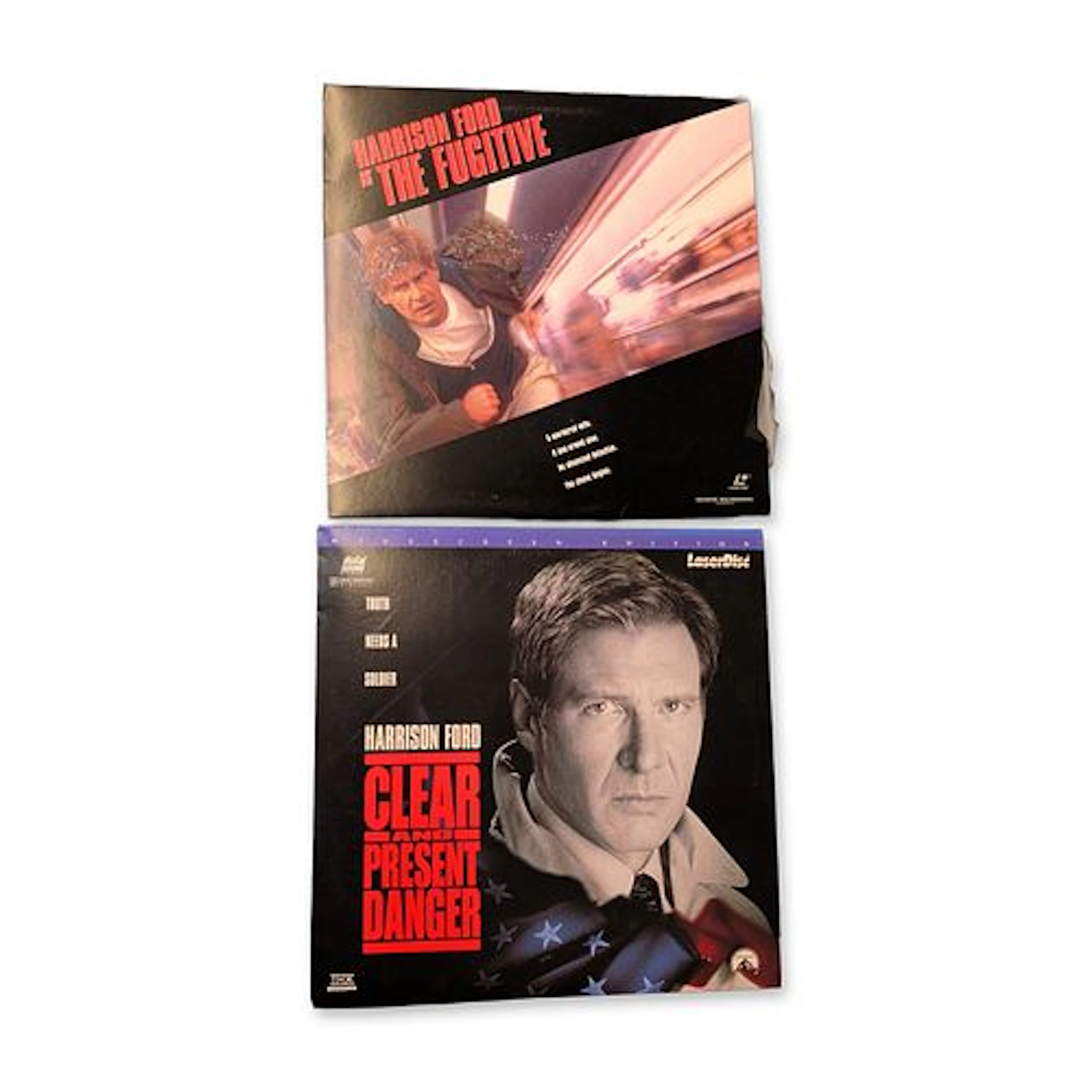 Two Harrison Ford Action Thriller LaserDiscs The Fugitive and Clear