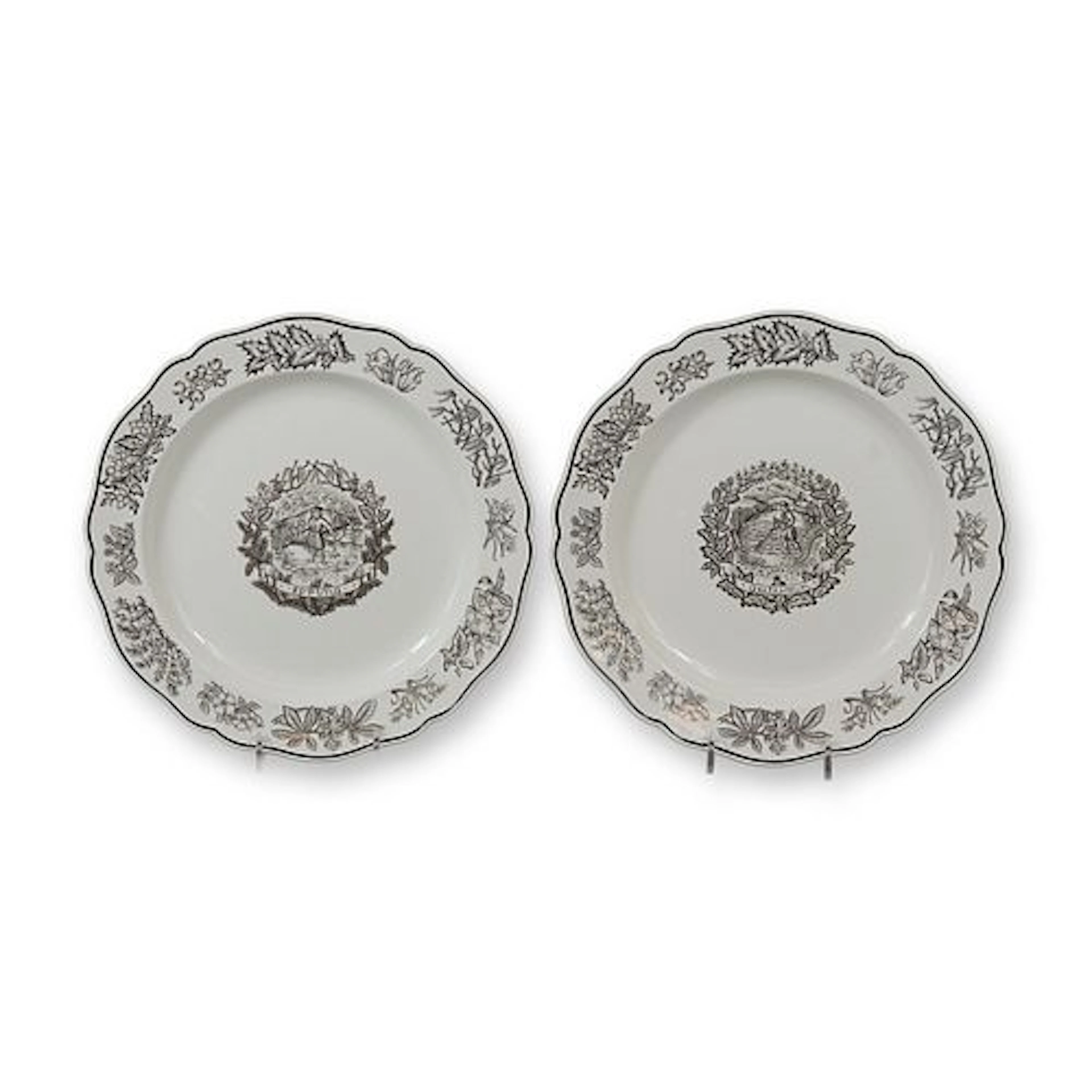 A Pair of Wedgwood Etruria Monochrome Transfer-Printed Seasonal Plates