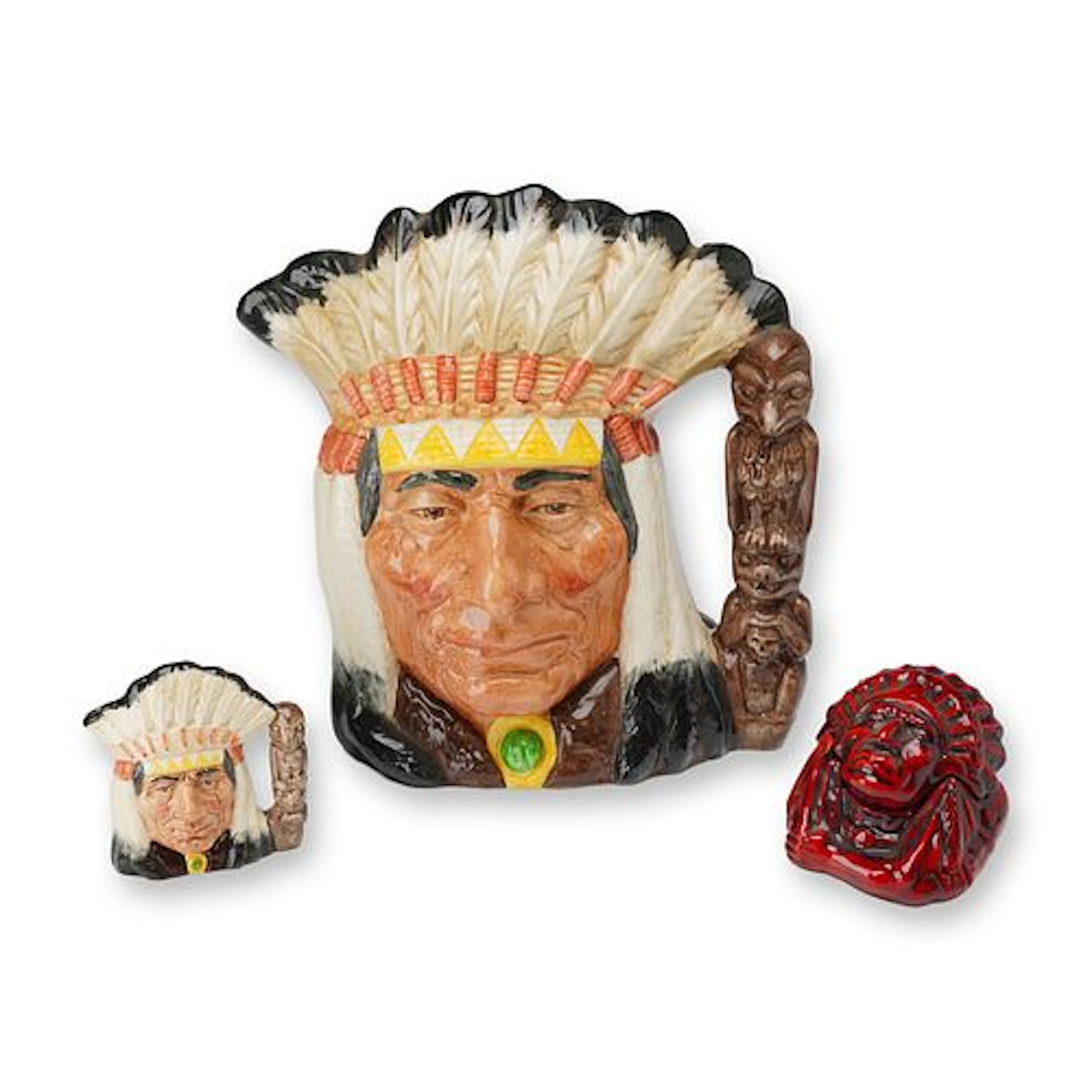 3pc Native American Motif Royal Doulton Character Jugs and Kevin Francis