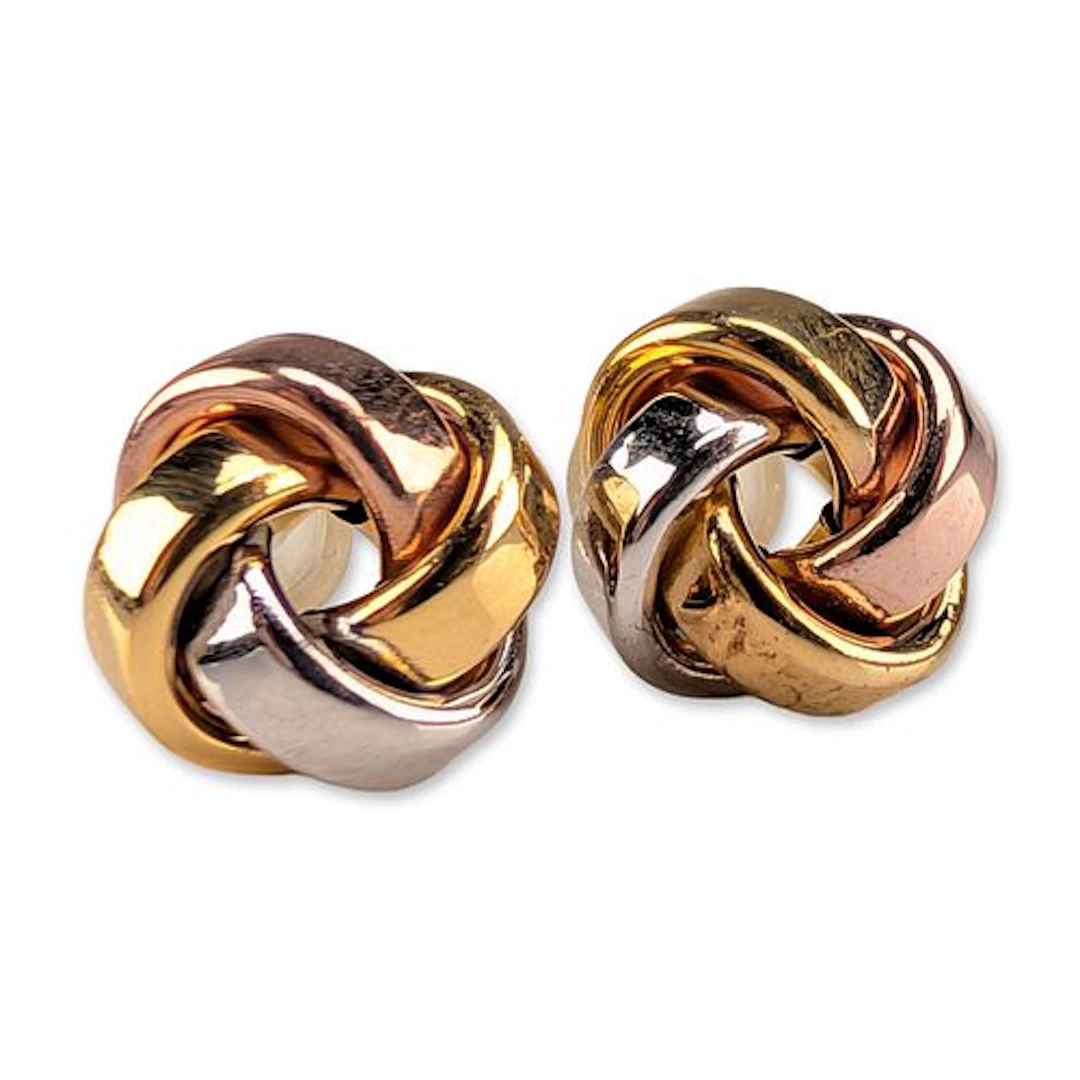 Cote d'or 14K Tri-Color Gold Knot Earrings
