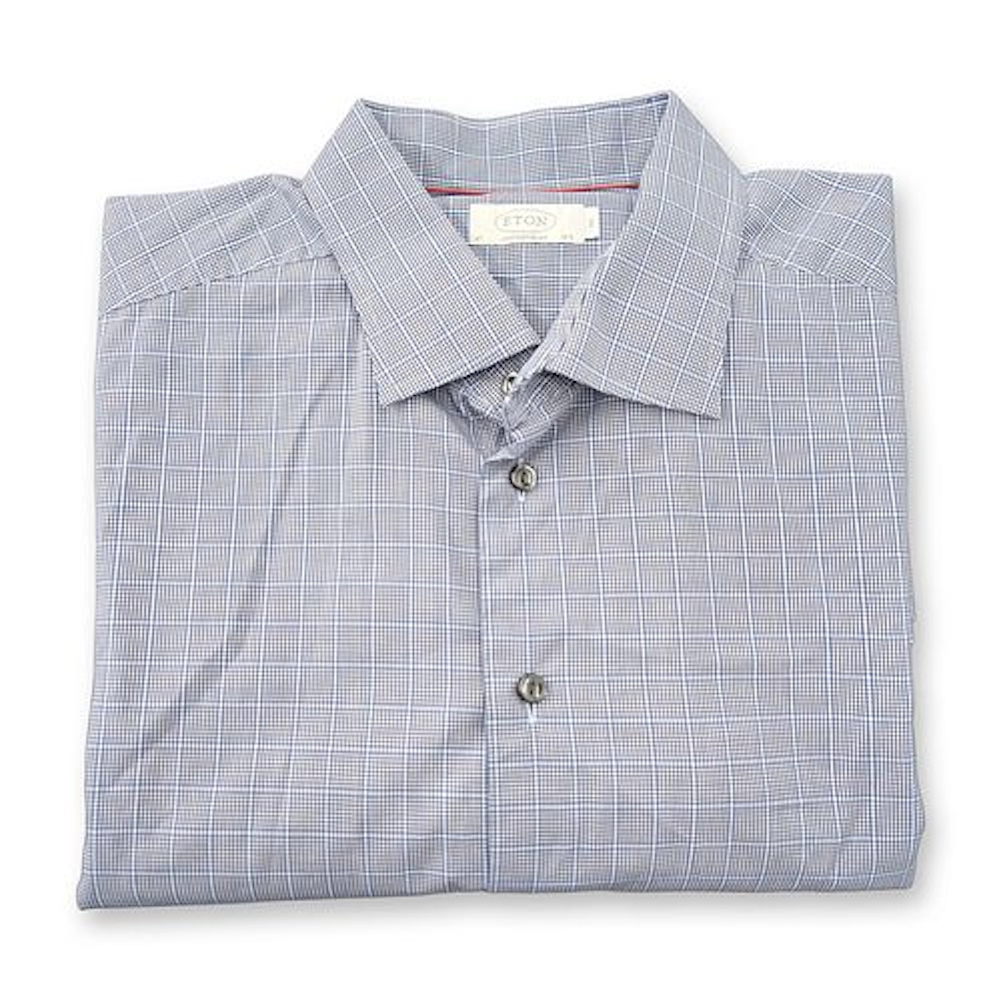 Eton Micro-Check Contemporary Fit Cotton Dress Shirt
