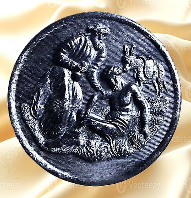 A DIVISION ONE PICTORIAL HORN BUTTON