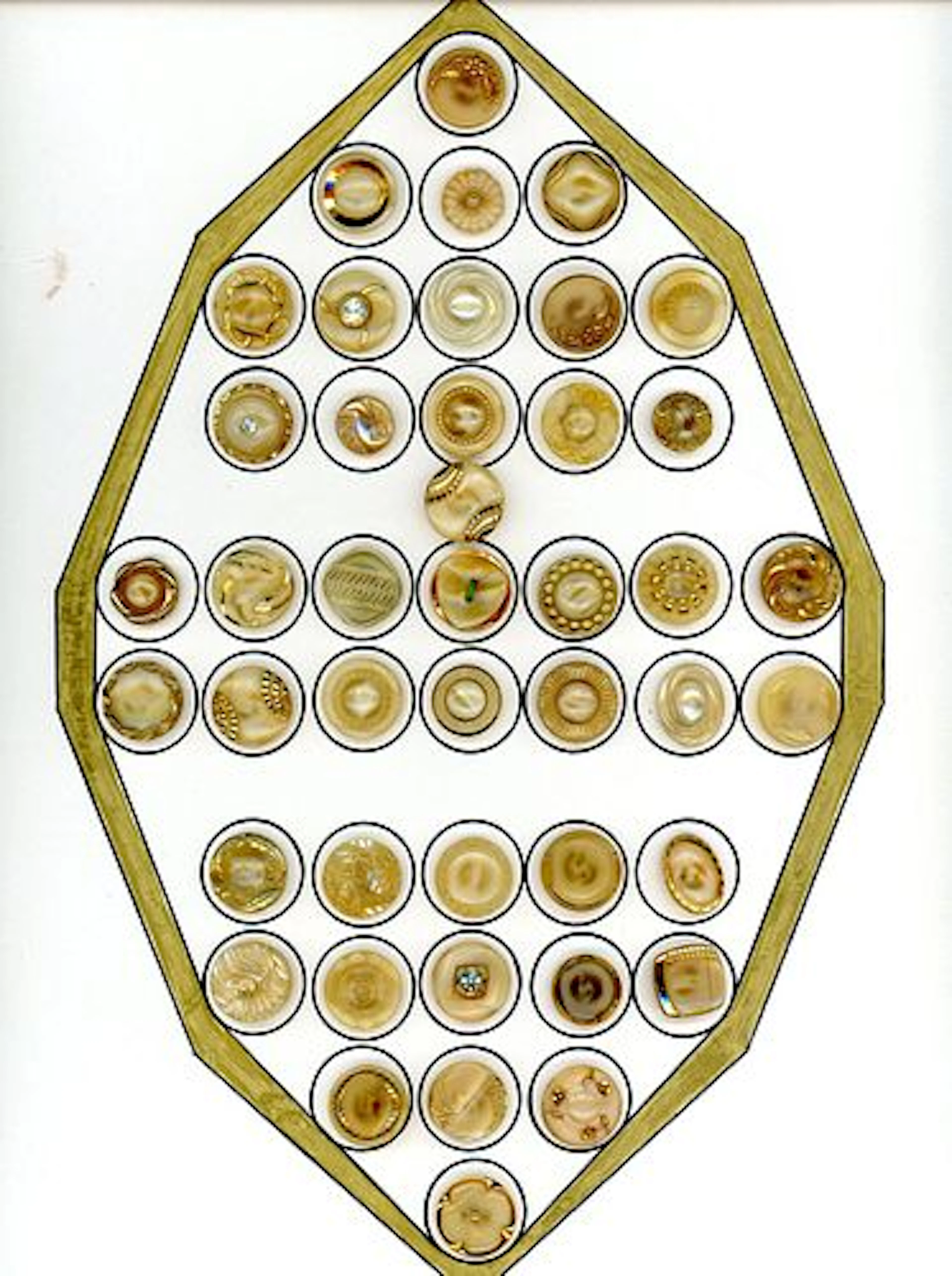 A CARD OF DIVISION THREE MOONGLOW GLASS BUTTONS