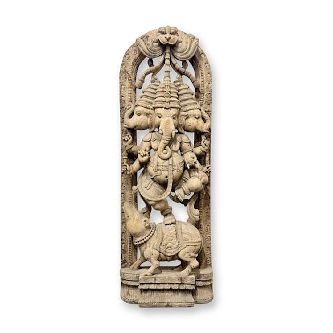 Large Indian Carved Wood Ganesha