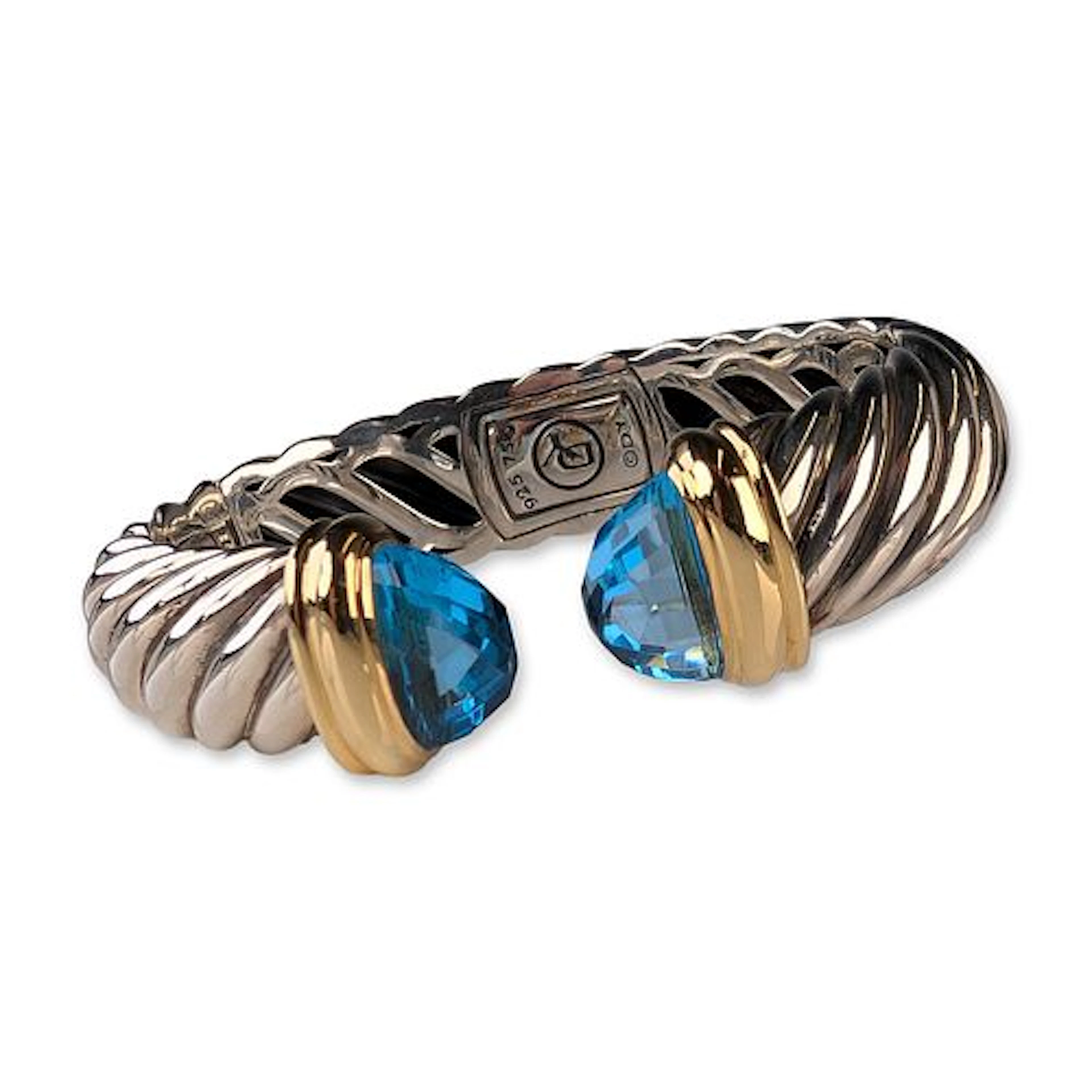 David Yurman Sterling Silver and 18K Yellow Gold Blue Topaz Waverly