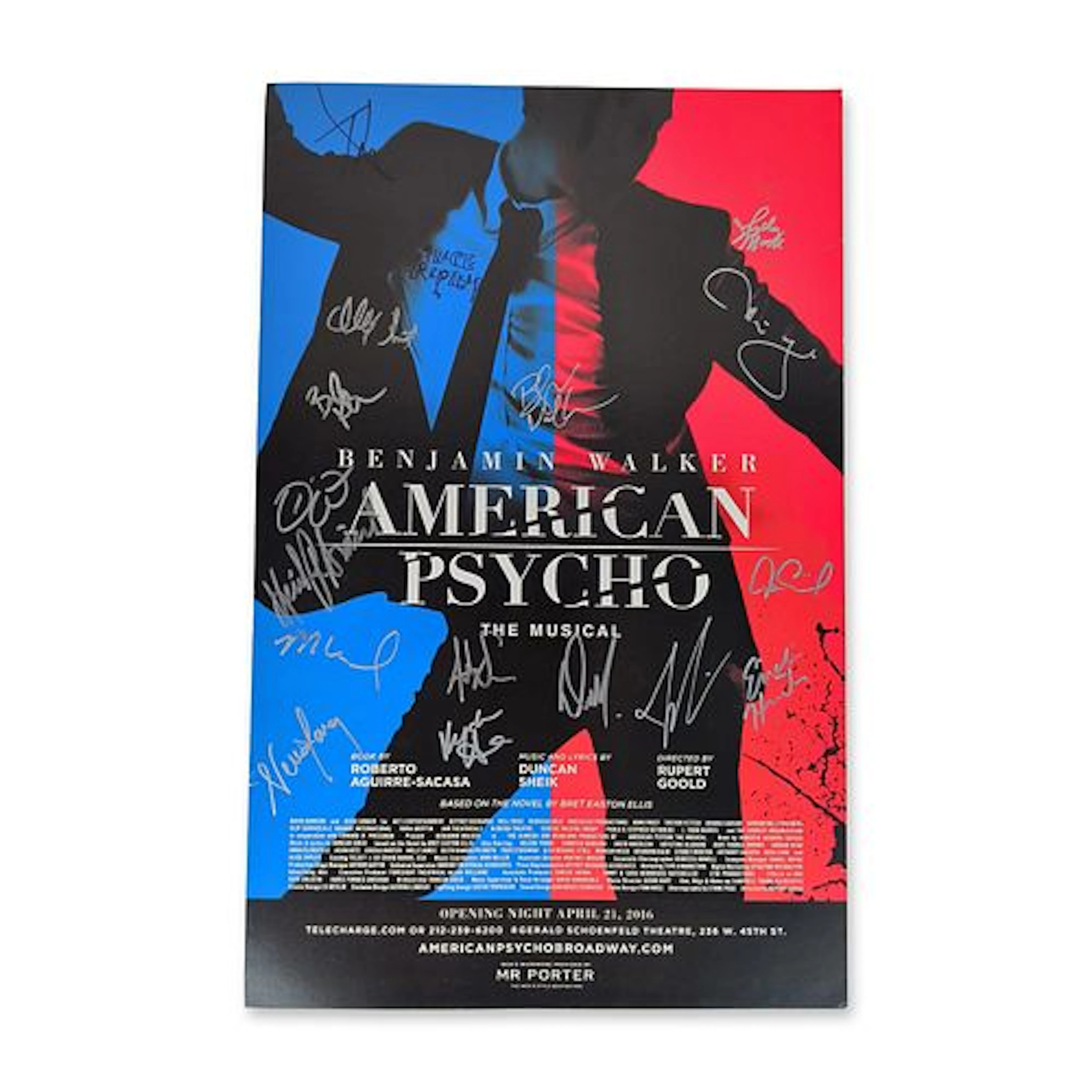 American Psycho Broadway Cast Signed Window Card