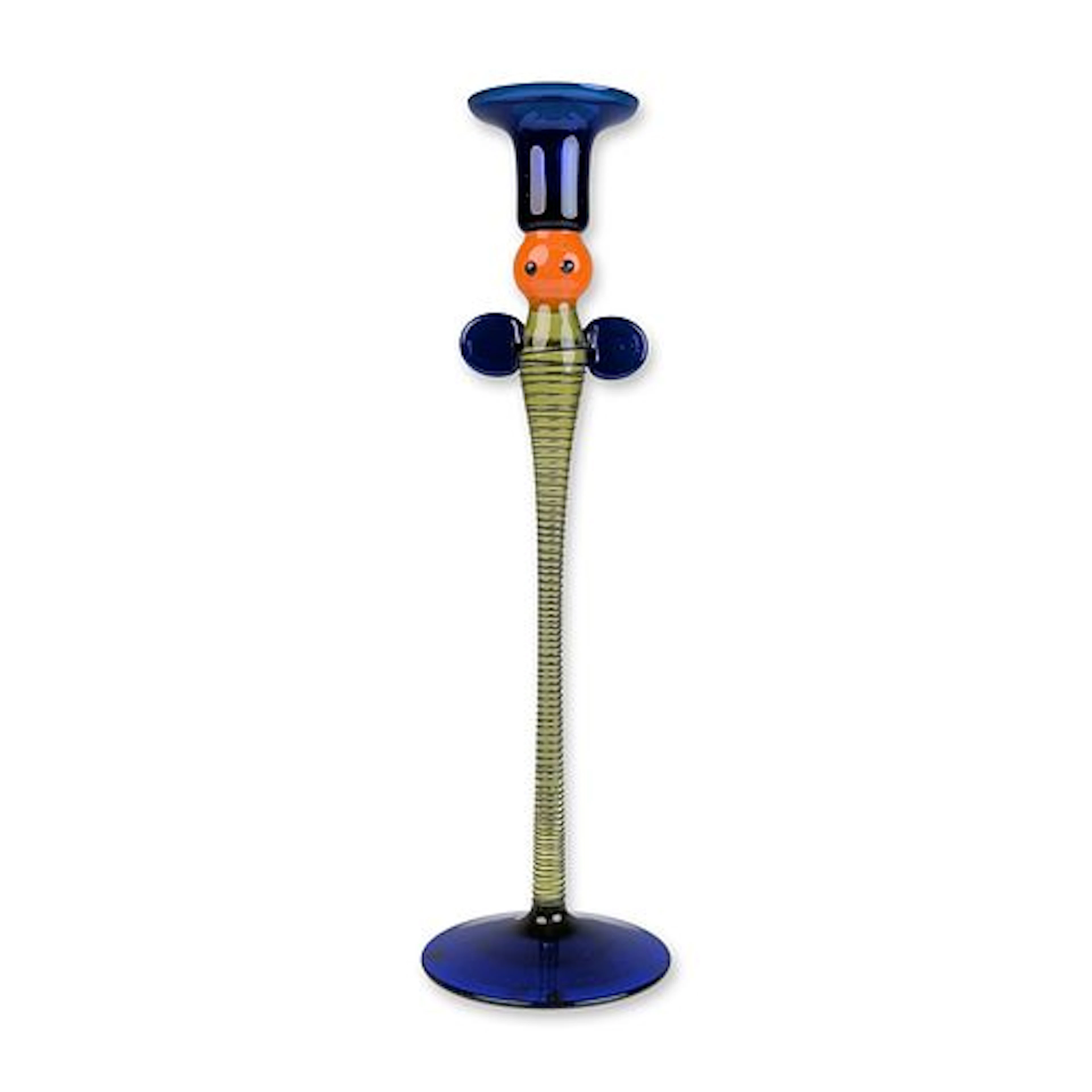 1990s Bohemian Art Glass Vsetin Whimsical Candlestick Holder Å uhajek Design
