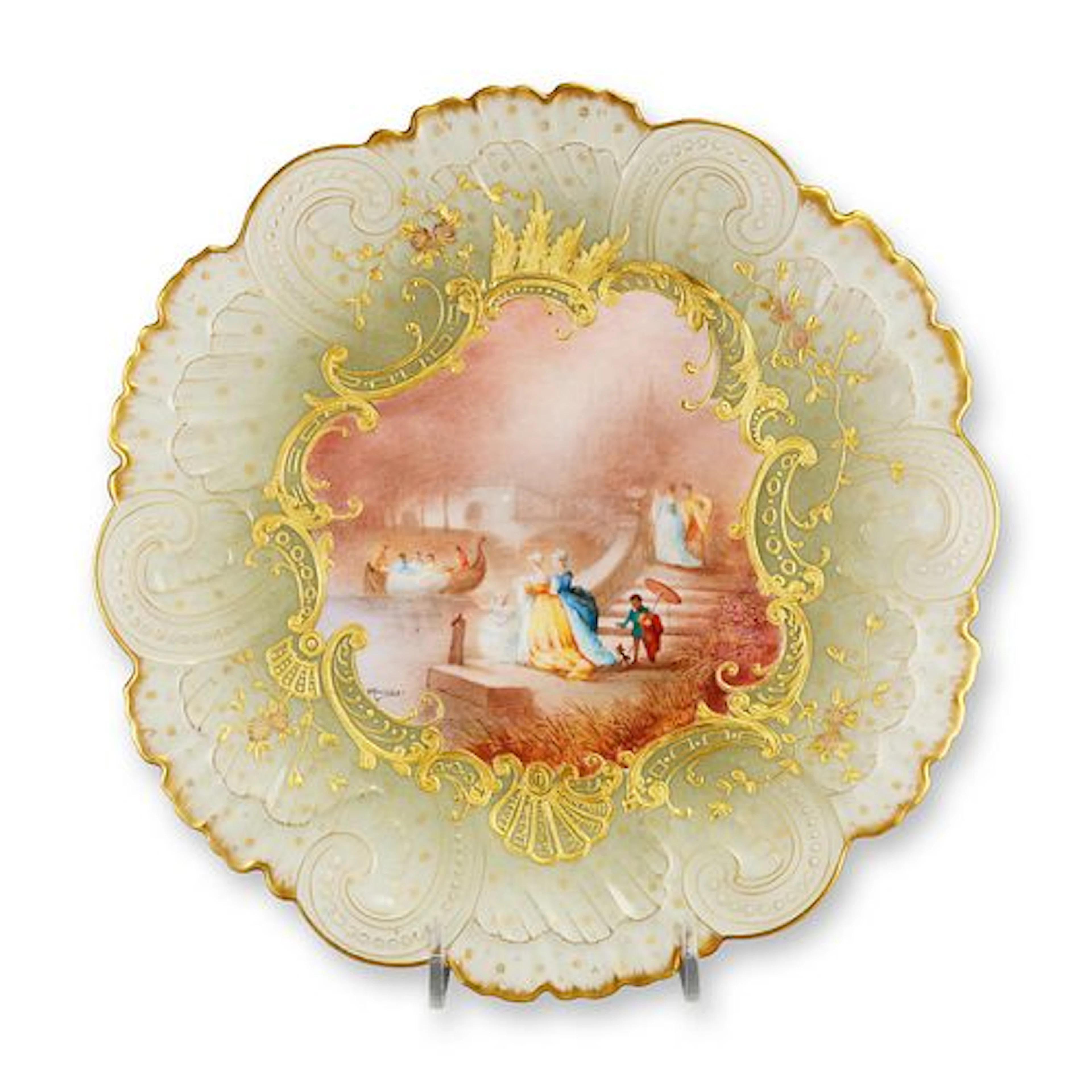 Mansard Paris Belle Epoque Hand-Painted Rococo Revival Cabinet Plate