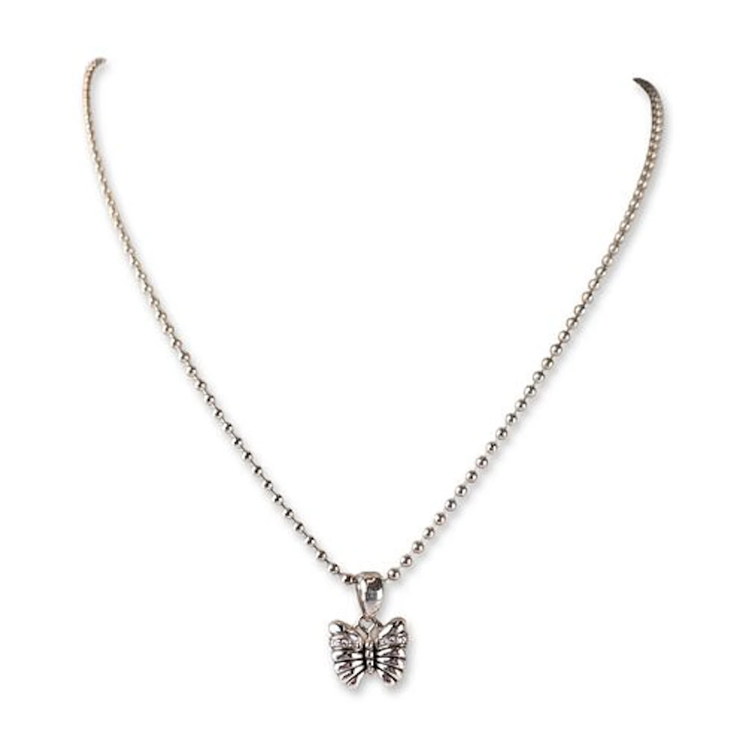Lagos Sterling Silver Butterfly Diamond Pendant Necklace