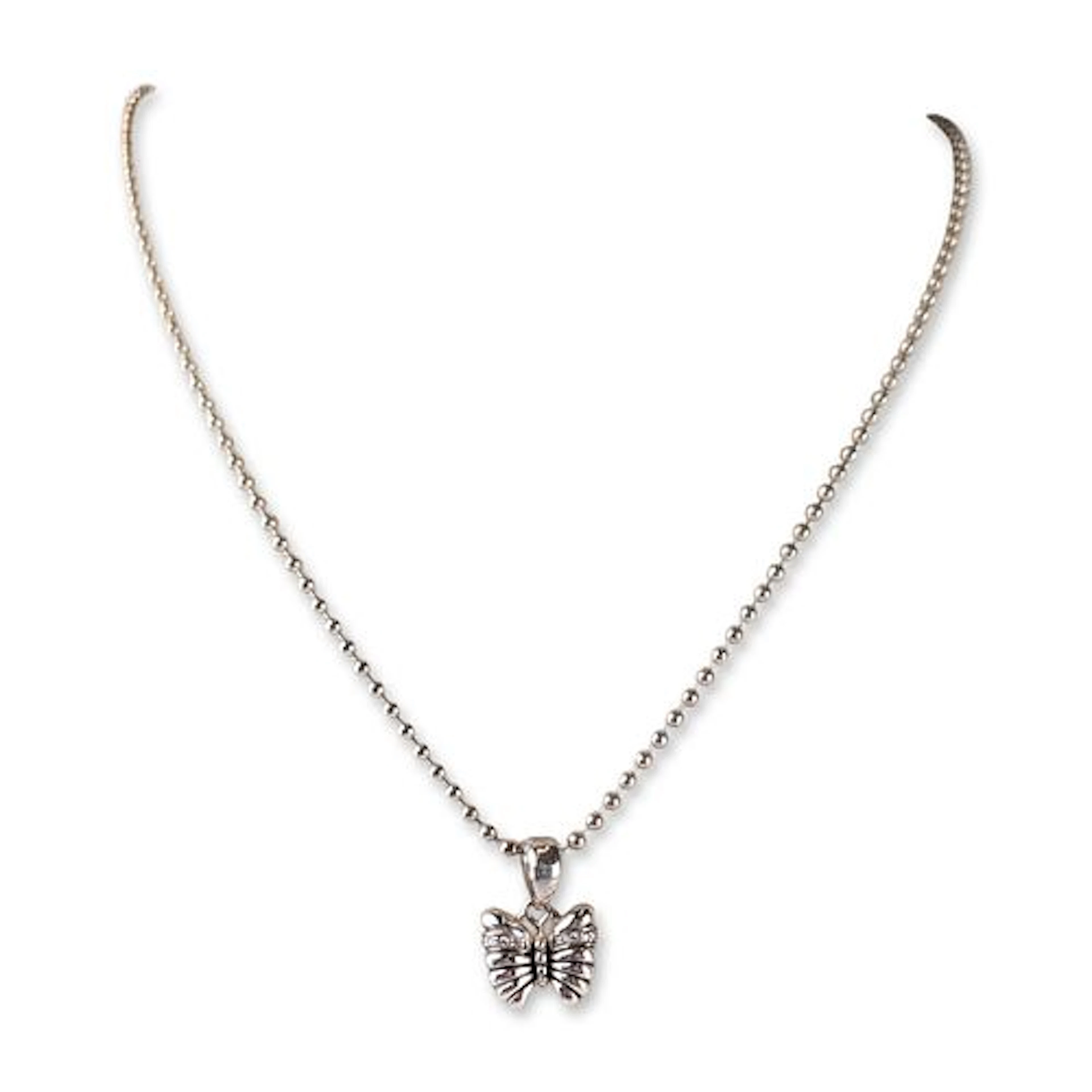 Lagos Sterling Silver Butterfly Diamond Pendant Necklace