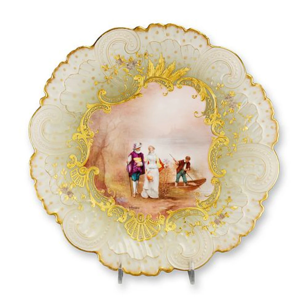 Mansard Paris Belle Epoque Hand-Painted Rococo Revival Cabinet Plate